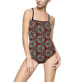 Geometric Floral One-Piece Swimsuit — Retro Tile Pattern.  #Ss 1