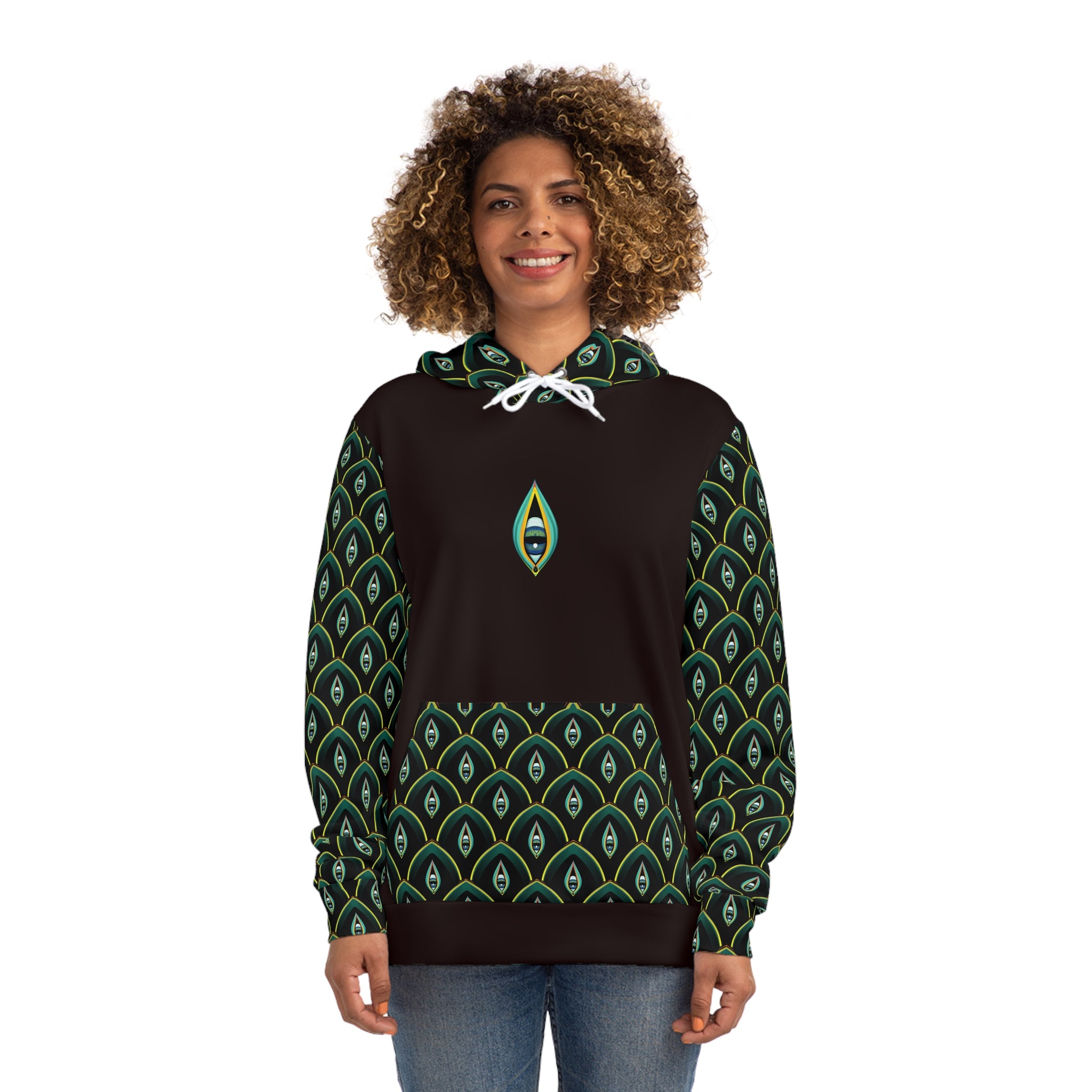 Peacock Feather Pattern Hoodie — Green All-Over-Print Fashion Hoodie #d00998654