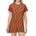 Psychedelic Floral AOP T‑Shirt Dress — Retro Rainbow Swirl Pattern
