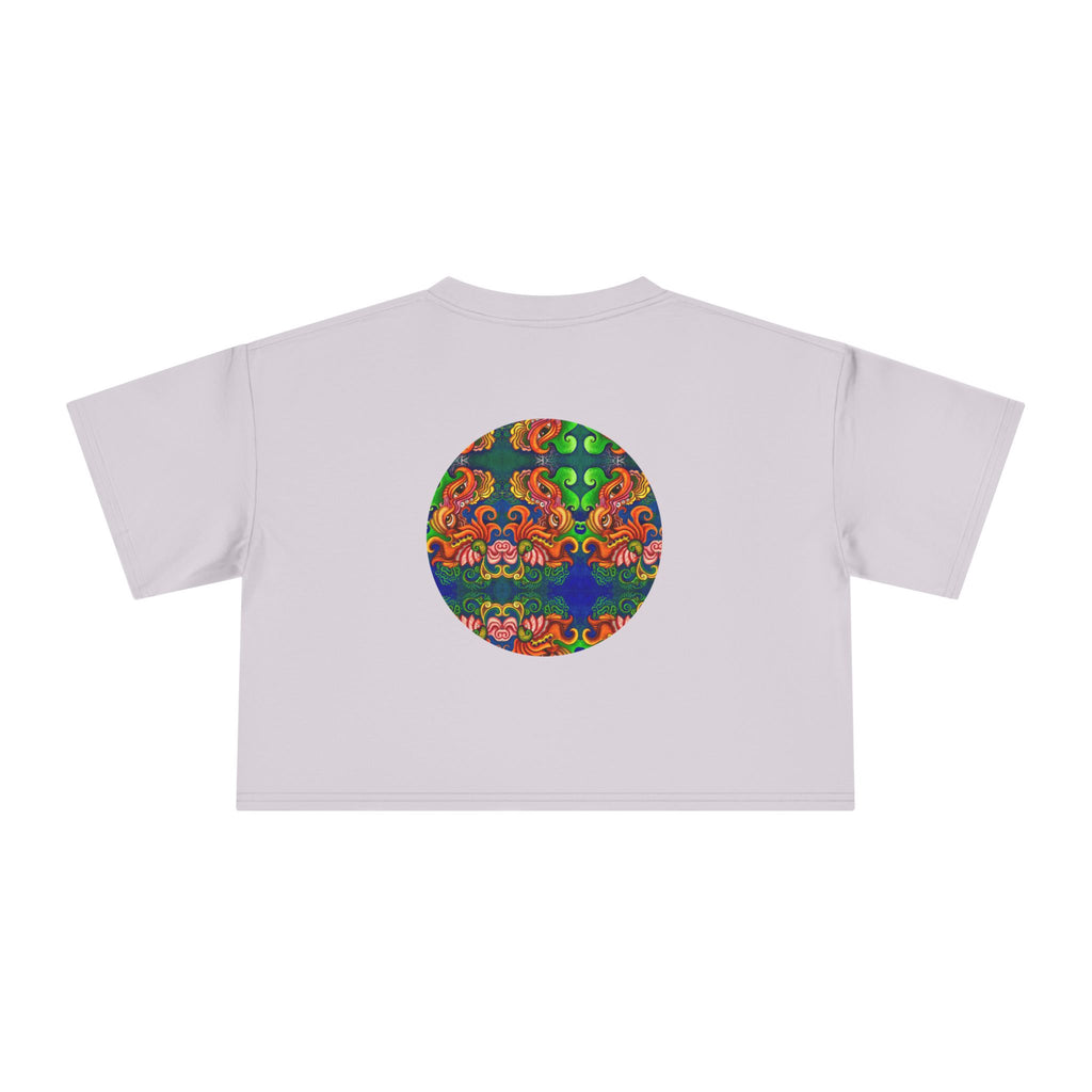 Psychedelic Keyhole Crop Tee — Colorful Abstract Floral Graphic Top #ctaf55