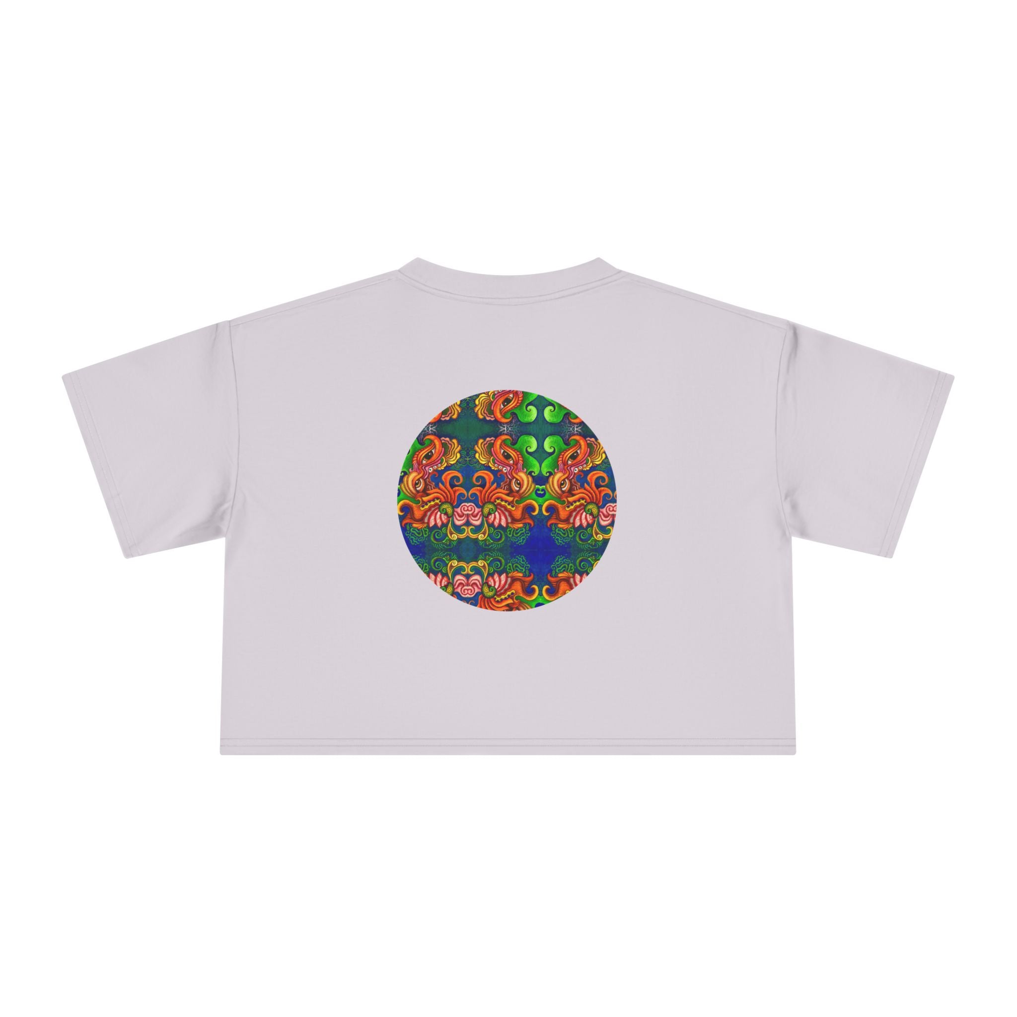 Psychedelic Keyhole Crop Tee — Colorful Abstract Floral Graphic Top #ctaf55