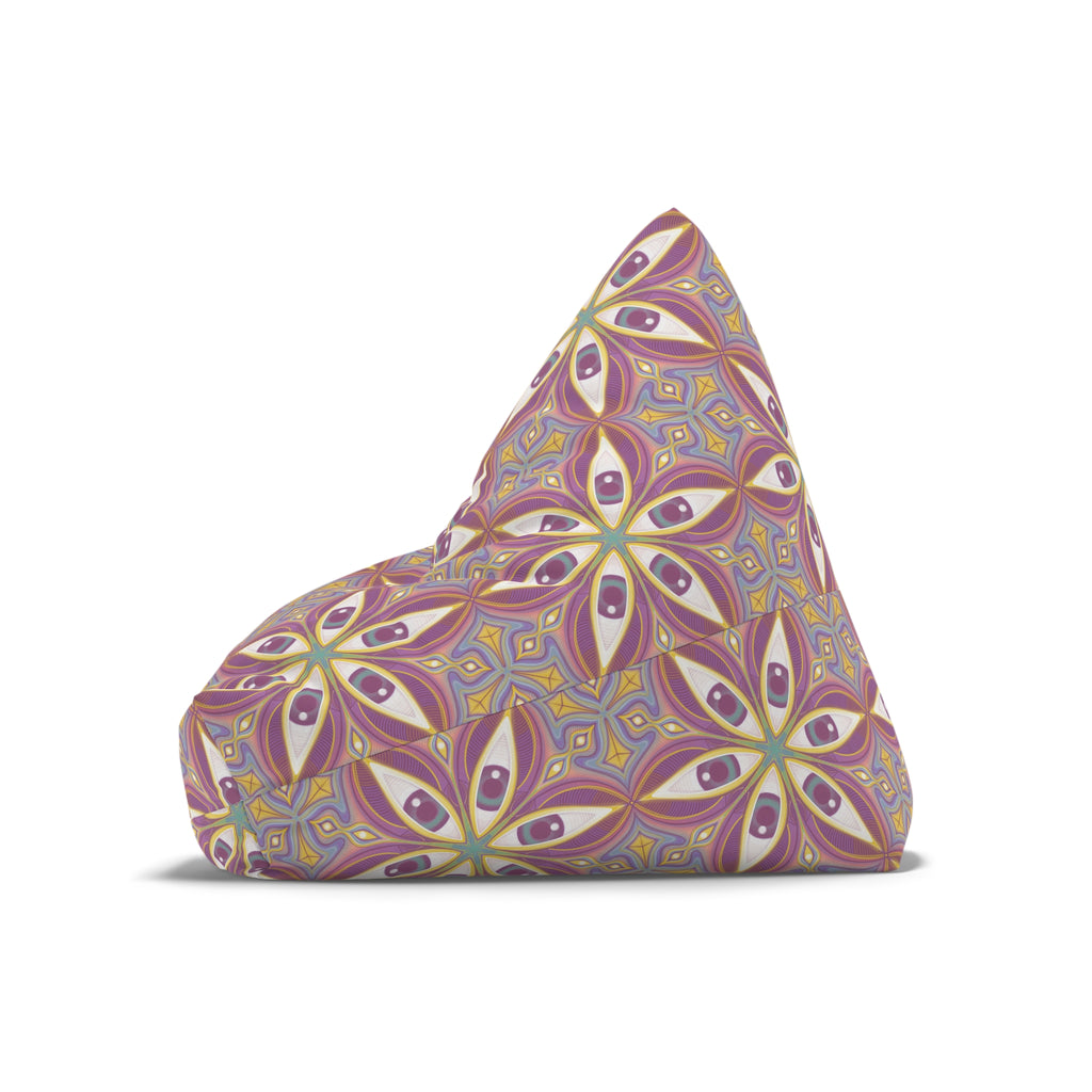 Bohemian Floral Pattern Bean Bag Cover — Retro Pink & Gold Mandala Accent #f68