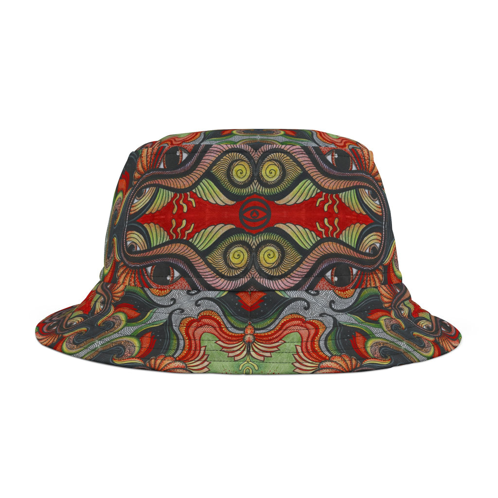 Psychedelic Floral Bucket Hat – Retro Boho Patterned Sun Hat #d2476543