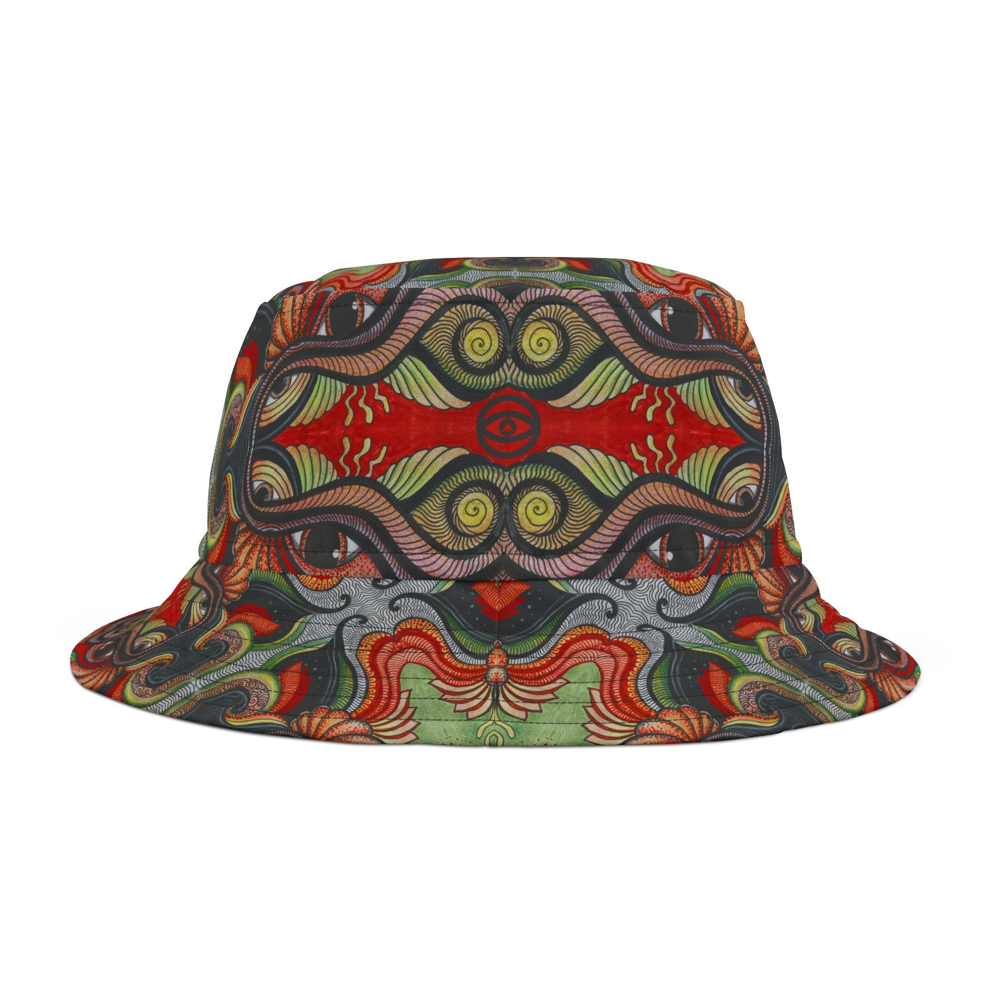 Psychedelic Floral Bucket Hat – Retro Boho Patterned Sun Hat #d2476543