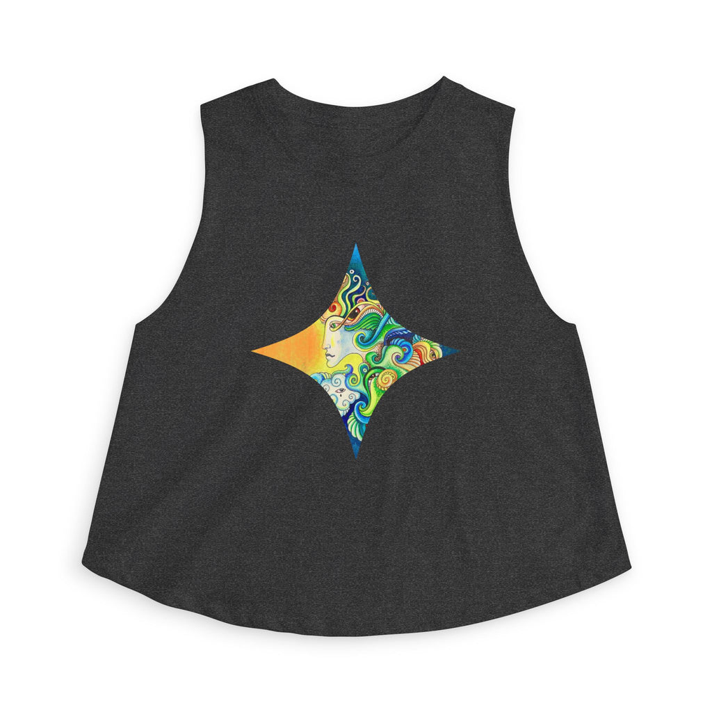 Psychedelic Star Crop Top — Colorful Swirl Graphic Women's Tank #j9966442