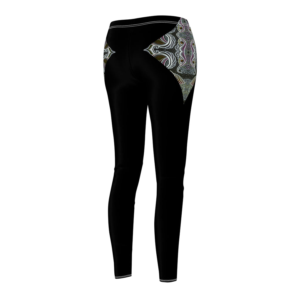 Black Slim Leggings with Subtle Marble Accent — Women’s Casual AOP Leggings #sl5987