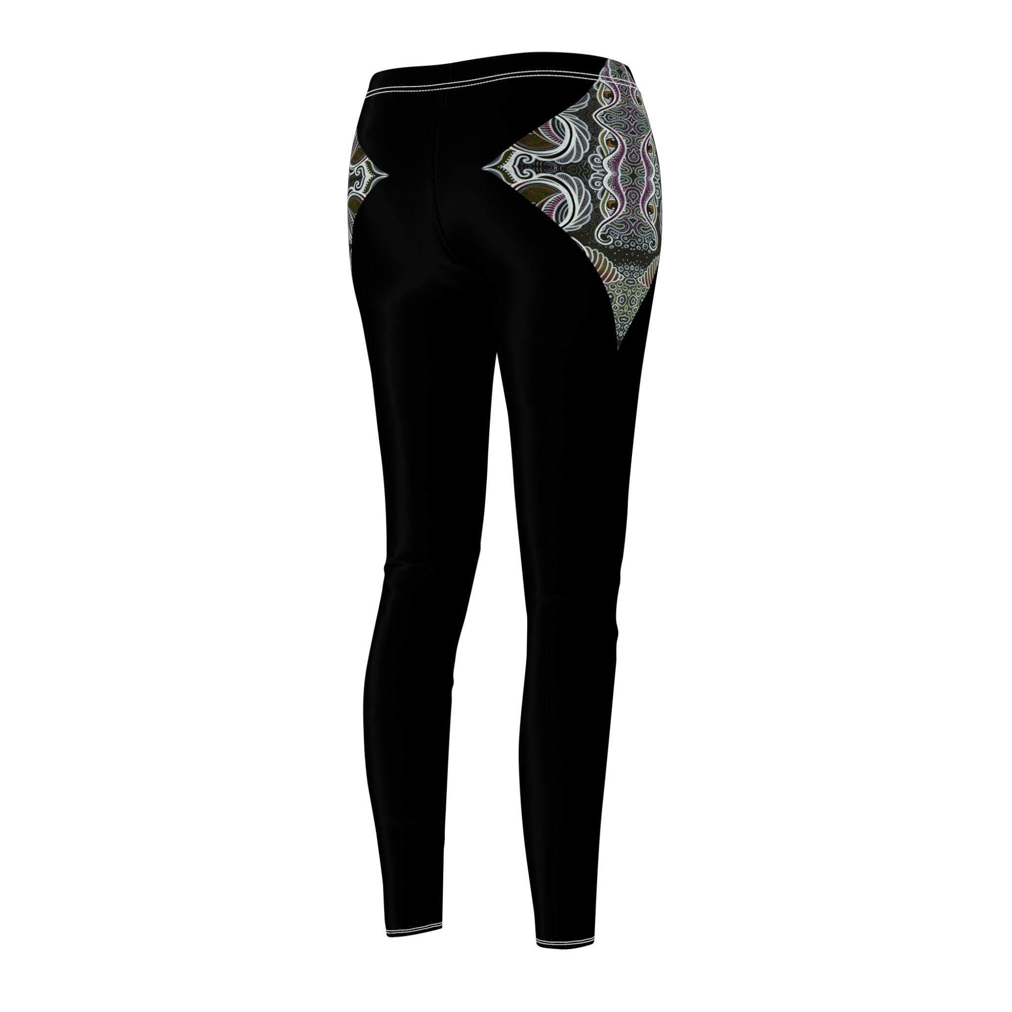 Black Slim Leggings with Subtle Marble Accent — Women’s Casual AOP Leggings #sl5987