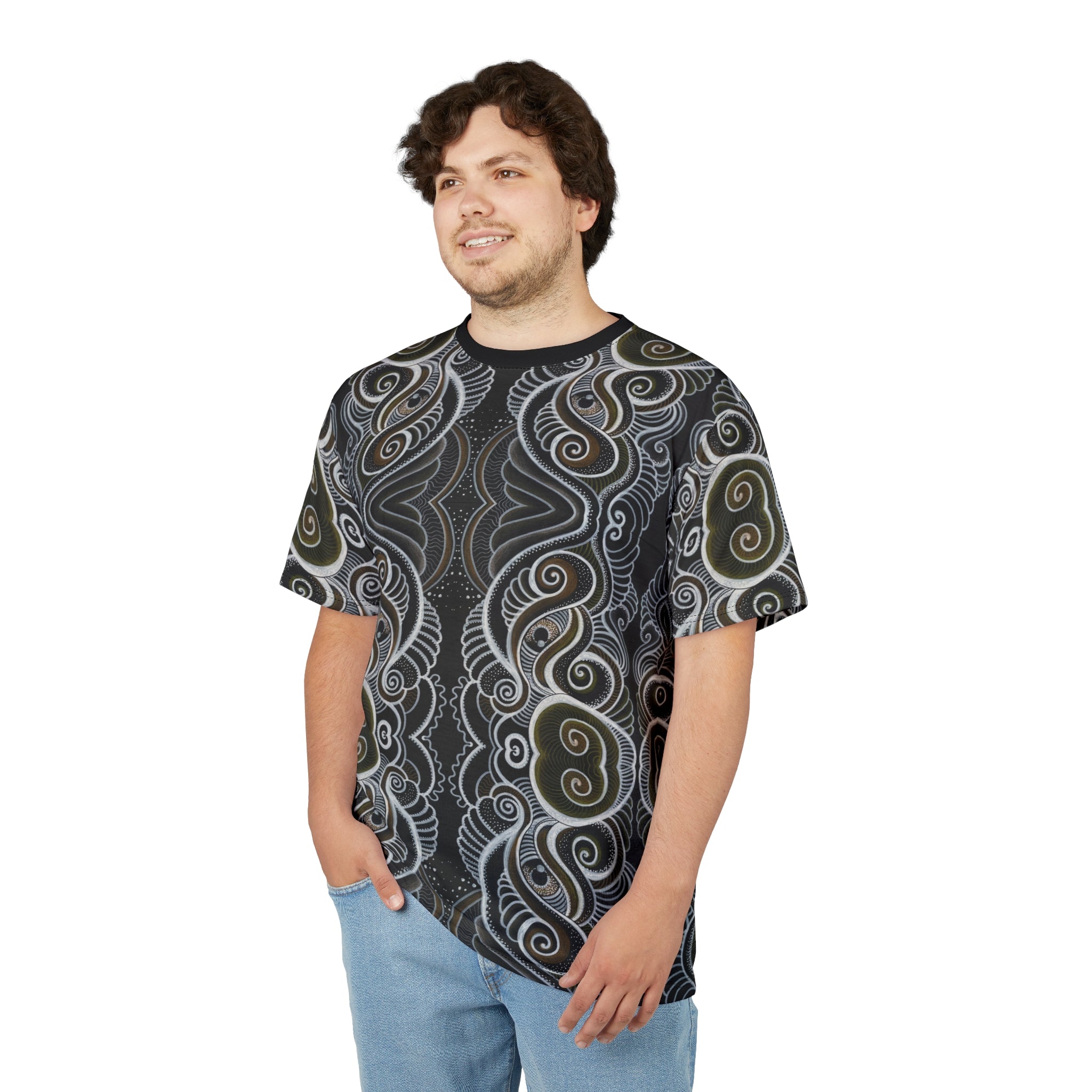 Tribal Spiral All-Over Print Tee — Boho Geometric Pattern #i66321