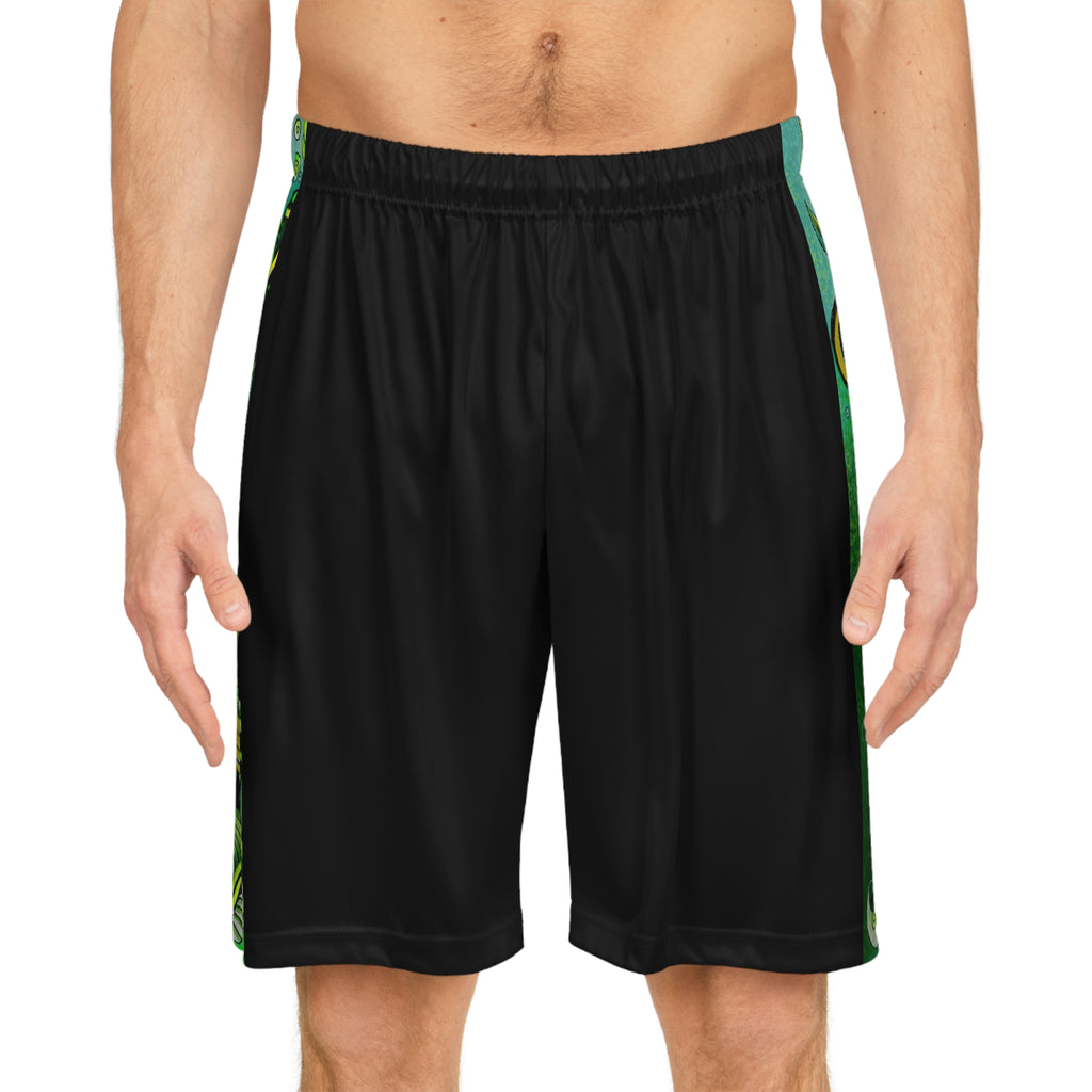 Green Abstract Octopus Basketball Shorts – All-Over Print Athletic Shorts #bsh12