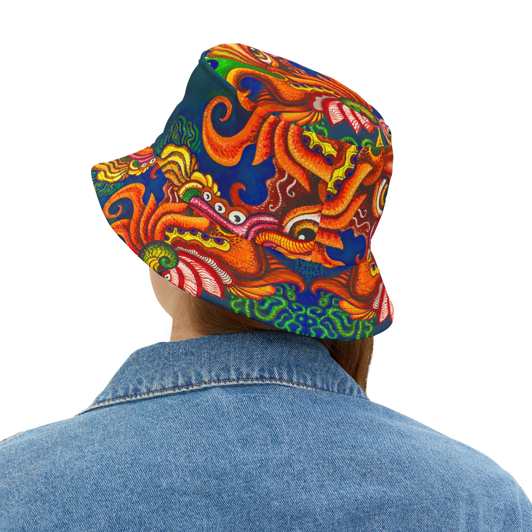 Psychedelic Sea Monster Bucket Hat — Vibrant Octopus Print AOP #bh21