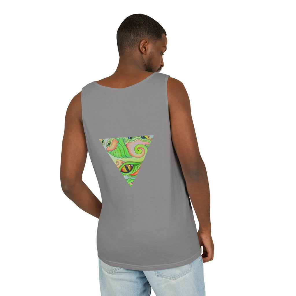 Psychedelic Triangle Tank Top — Green Swirl Eye Graphic #hg772225566