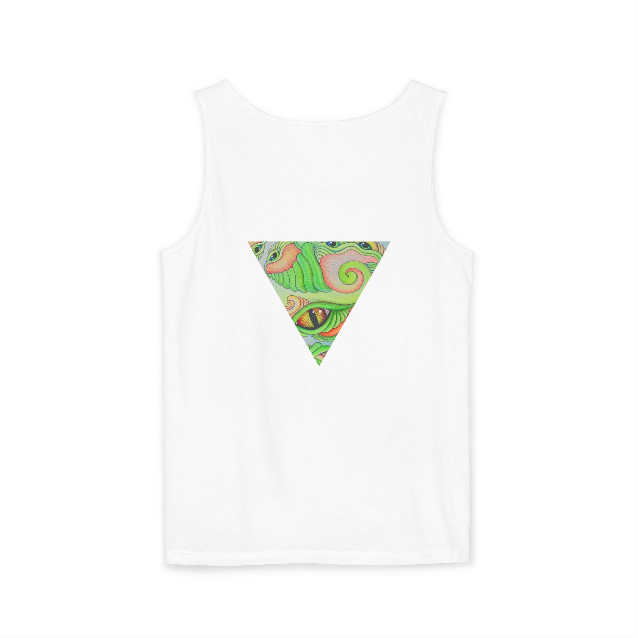 Psychedelic Triangle Tank Top — Green Swirl Eye Graphic #hg772225566