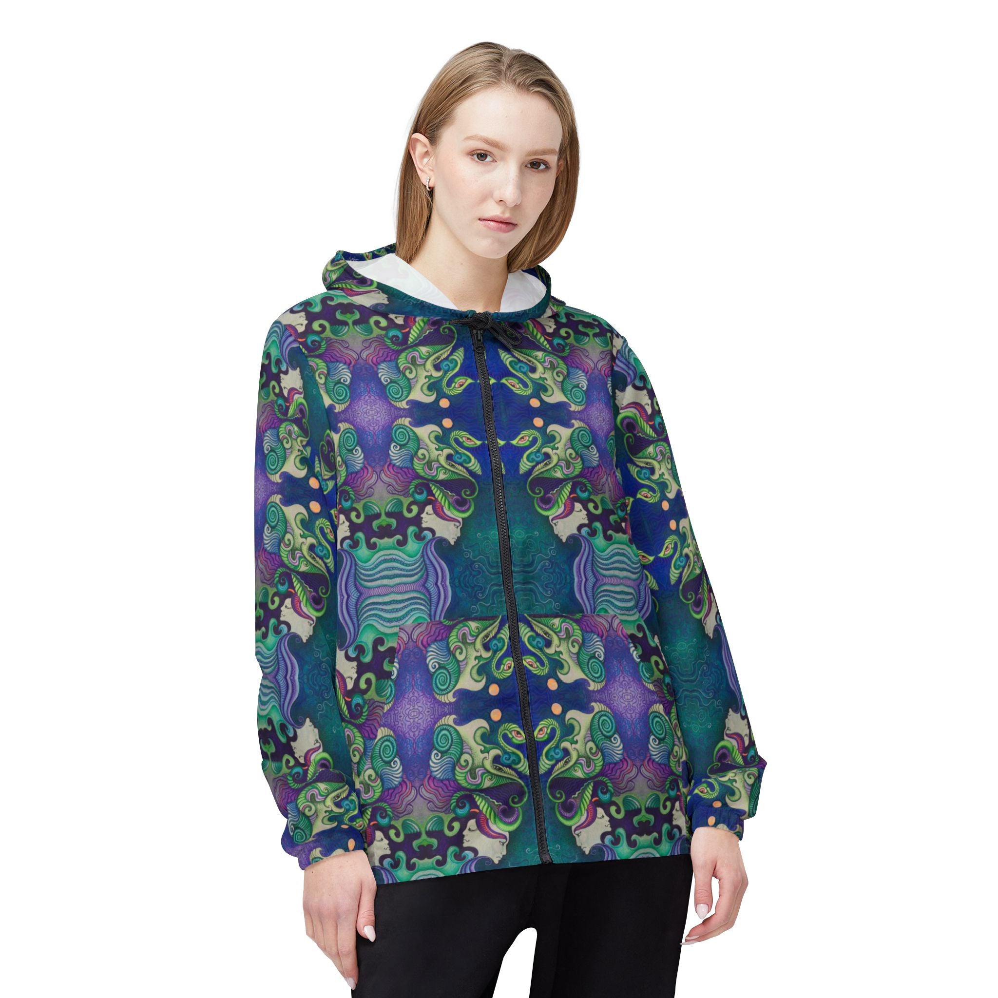 Kaleidoscope Ocean Pattern Windbreaker Jacket #uu97579865