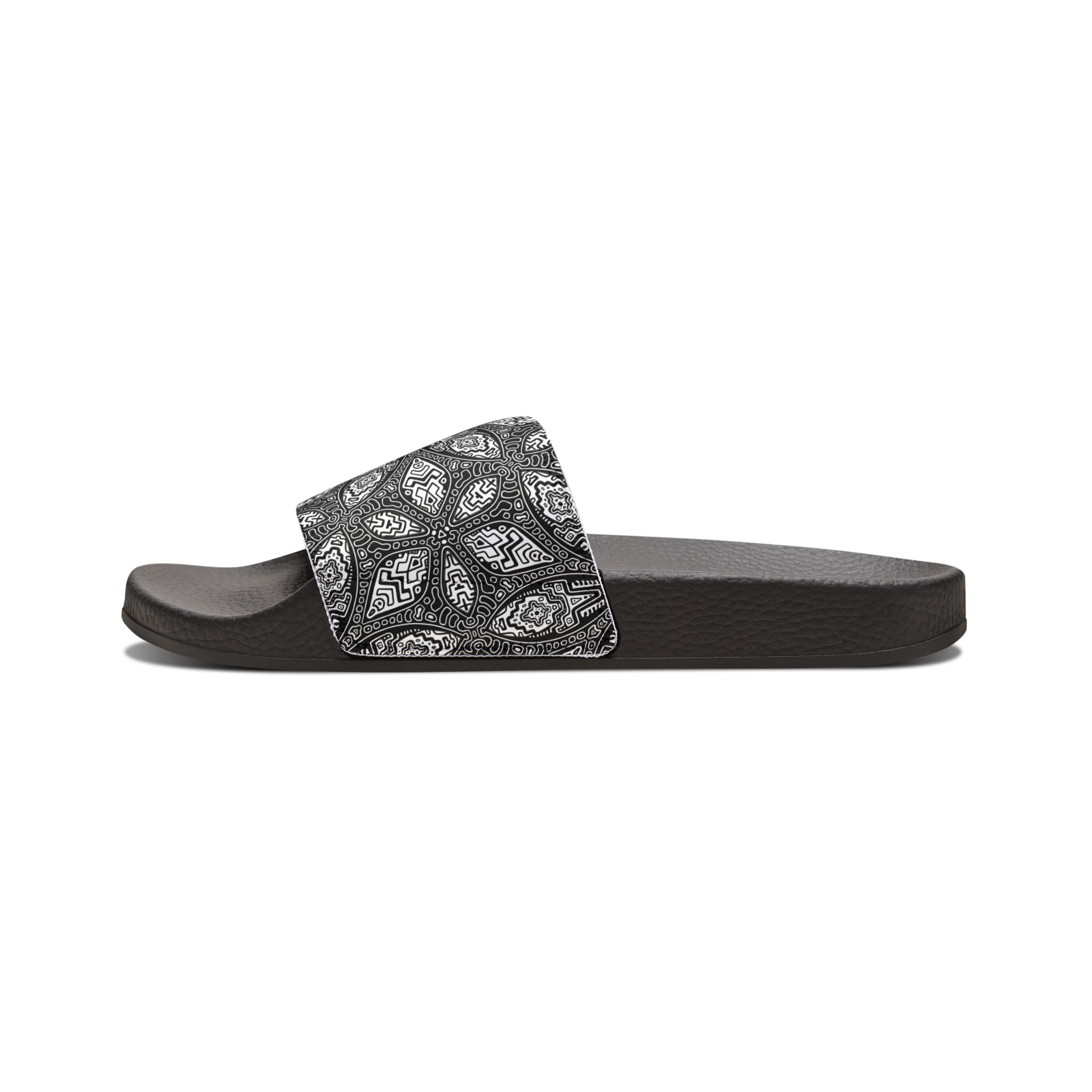 Black Paisley Slide Sandals — Women's Removable‑Strap Comfort Slides  #kf39554