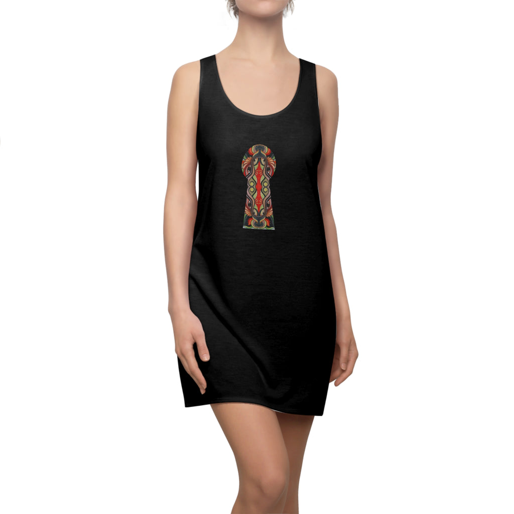 Racerback Dress — Vibrant Abstract Keyhole Print #jhd86598