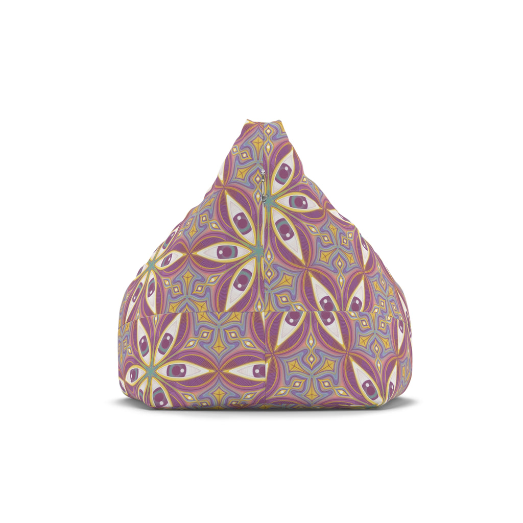 Bohemian Floral Pattern Bean Bag Cover — Retro Pink & Gold Mandala Accent #f68