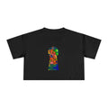 Psychedelic Keyhole Crop Tee — Colorful Abstract Floral Graphic Top #ctaf55