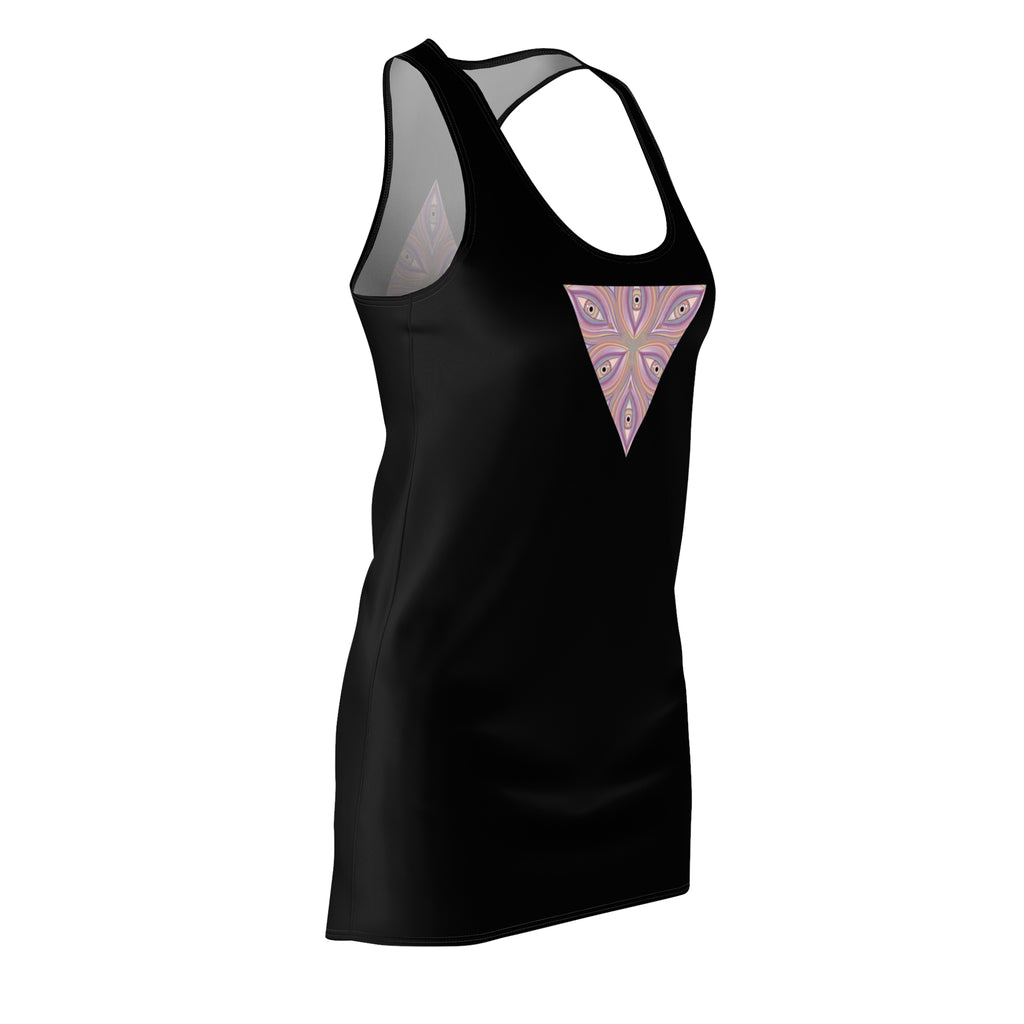 Racerback Dress with Pink Kaleidoscope Triangle Print #d111