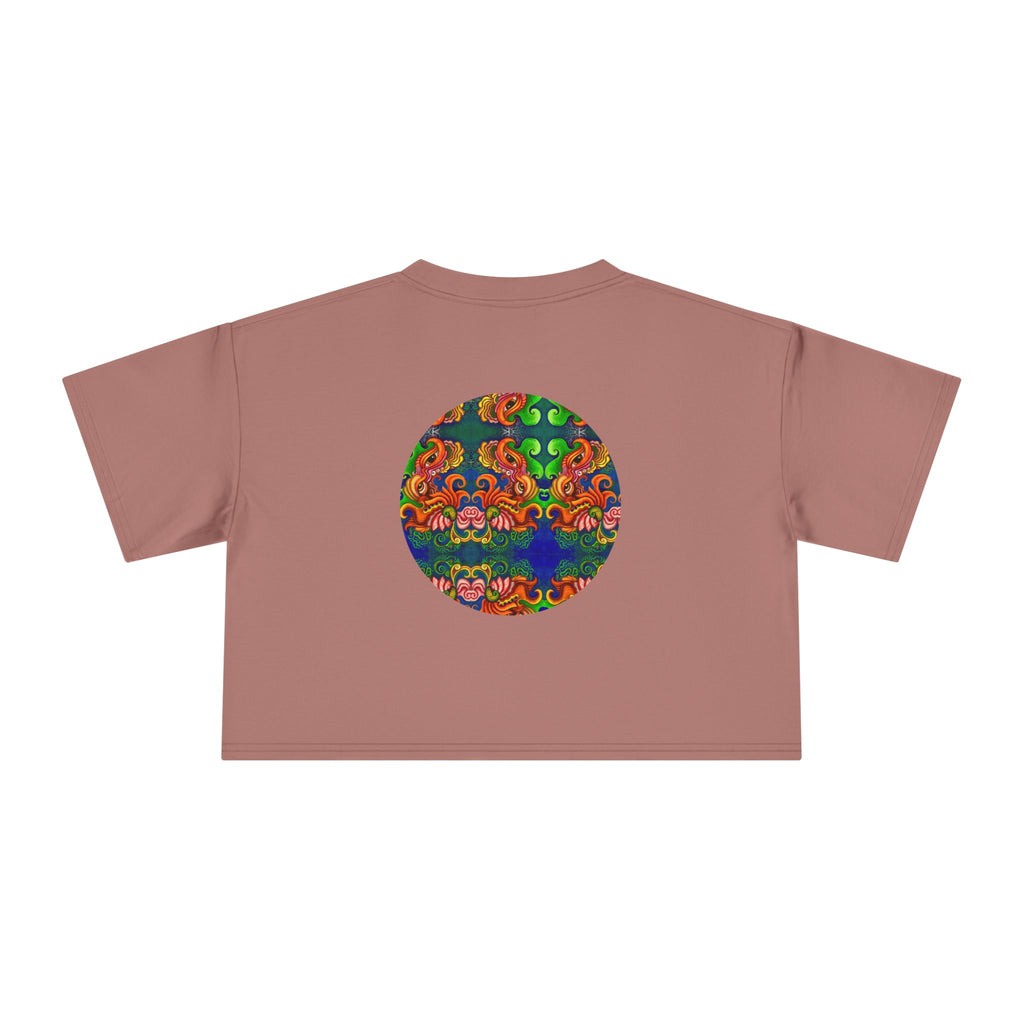 Psychedelic Keyhole Crop Tee — Colorful Abstract Floral Graphic Top #ctaf55