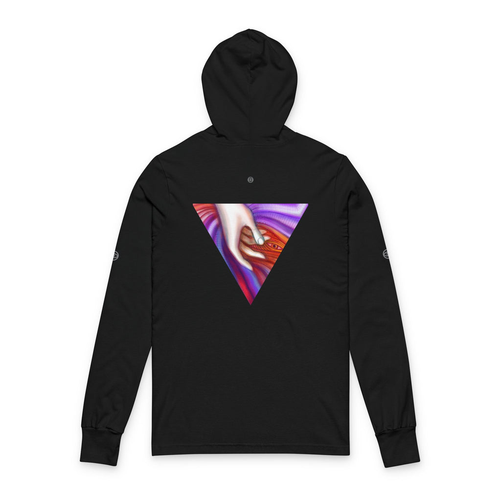 Hooded Long Sleeve Tee — Triangular Abstract Hand Graphic #dhe23876