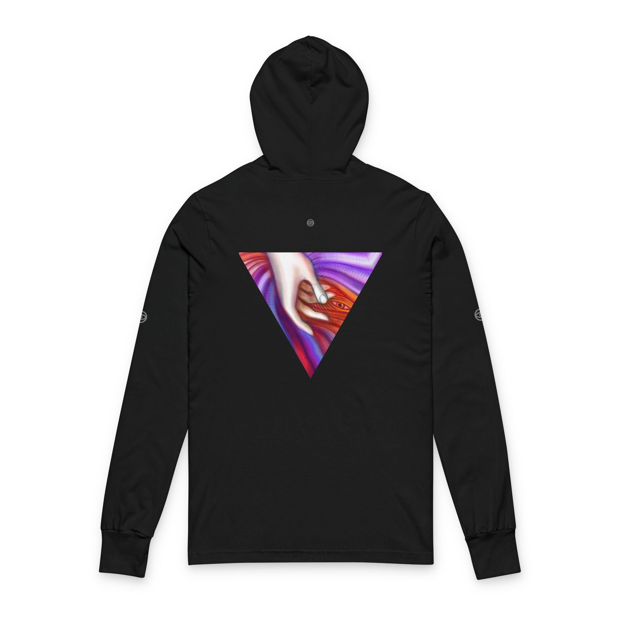 Hooded Long Sleeve Tee — Triangular Abstract Hand Graphic #dhe23876