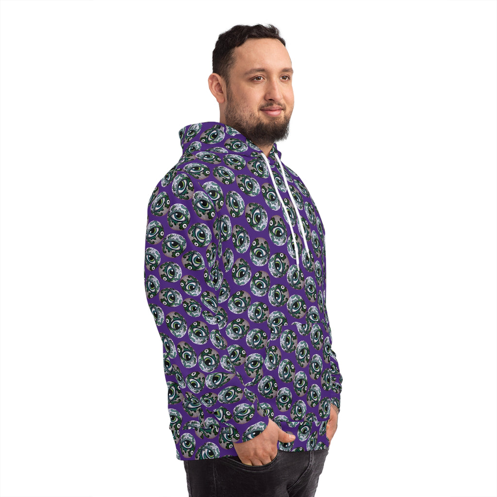 Skull Pattern Hoodie — Purple All-Over Print Gothic Streetwear #h976478