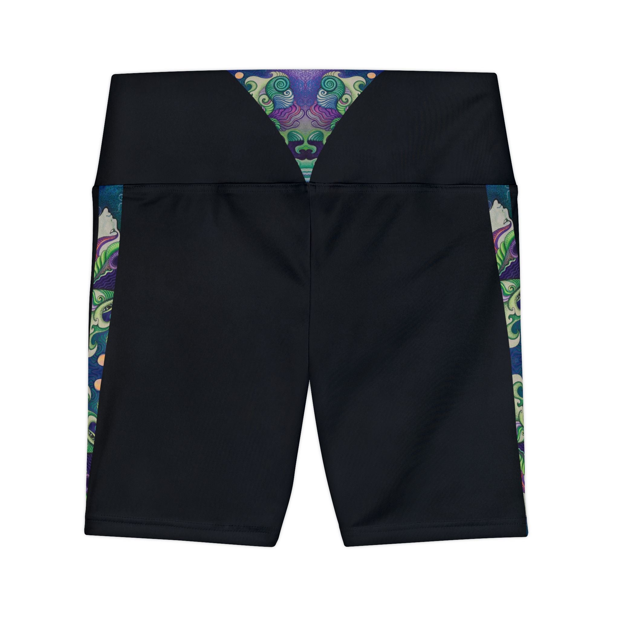 Women's Black V-Waist Workout Shorts with Subtle Floral Vibes – Athletic Bike Shorts