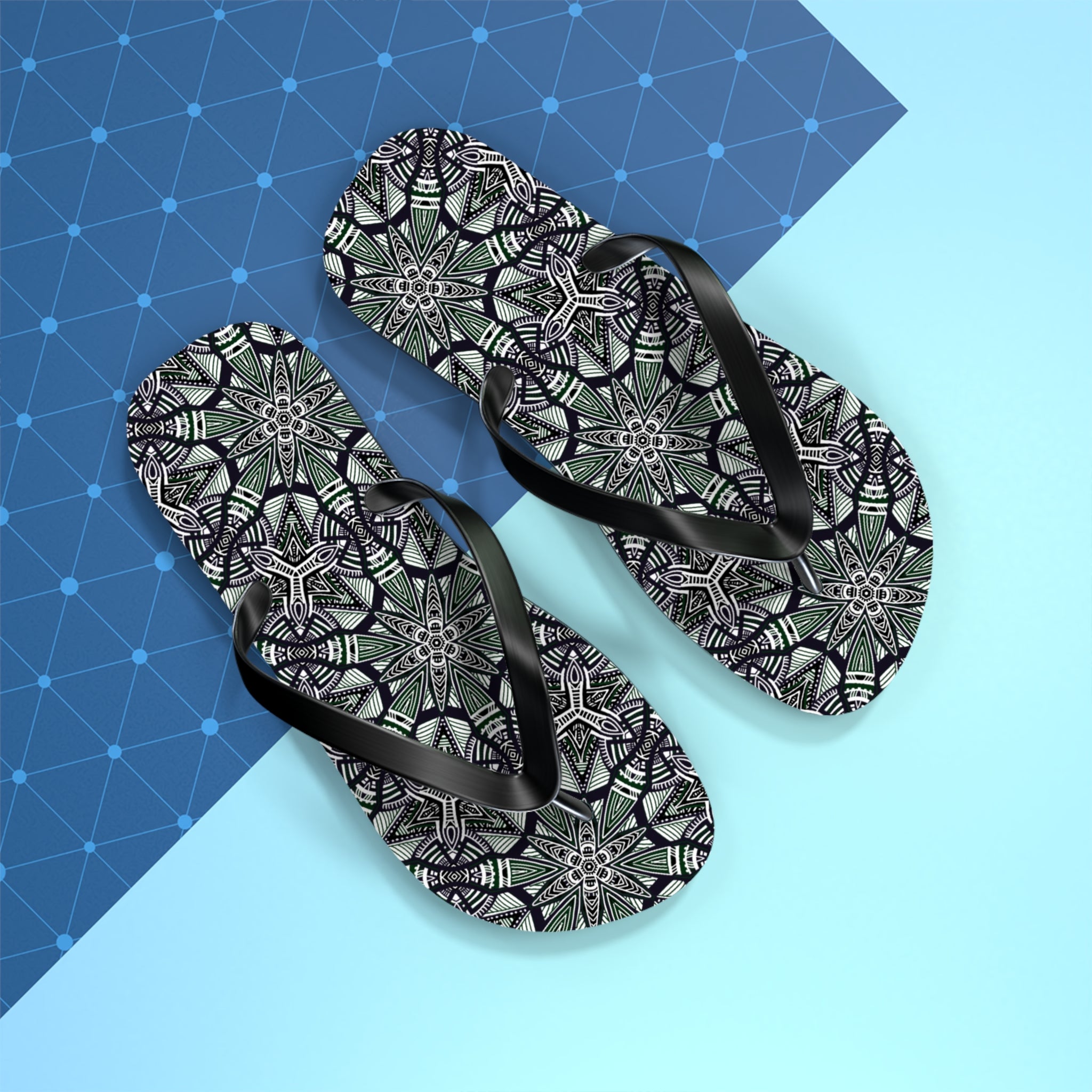 Mandala Kaleidoscope Flip Flops — Patterned Summer Beach Sandals #h976479