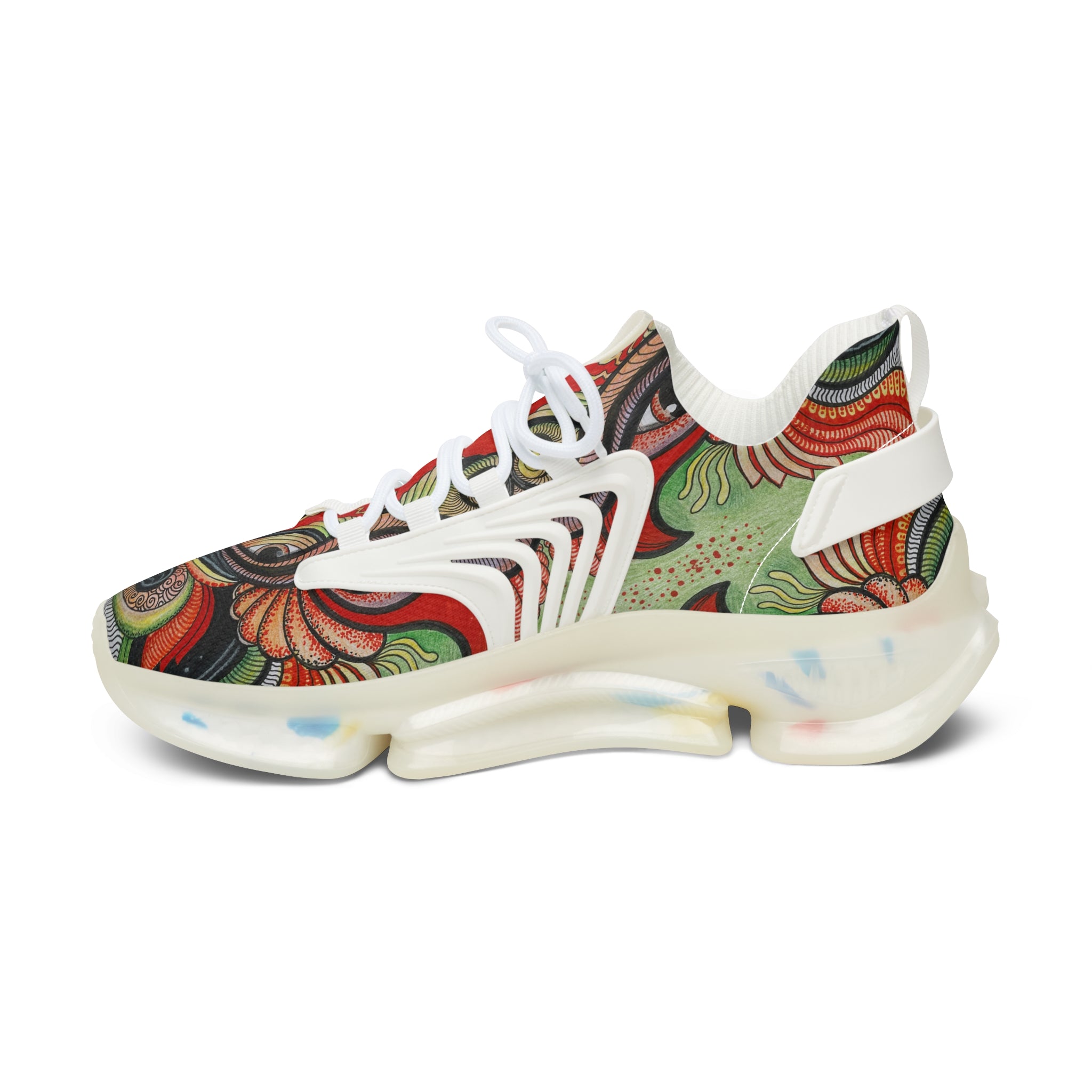 Women's Mesh Sneakers — Vintage Swirl Pattern Athletic Shoes #f3555522