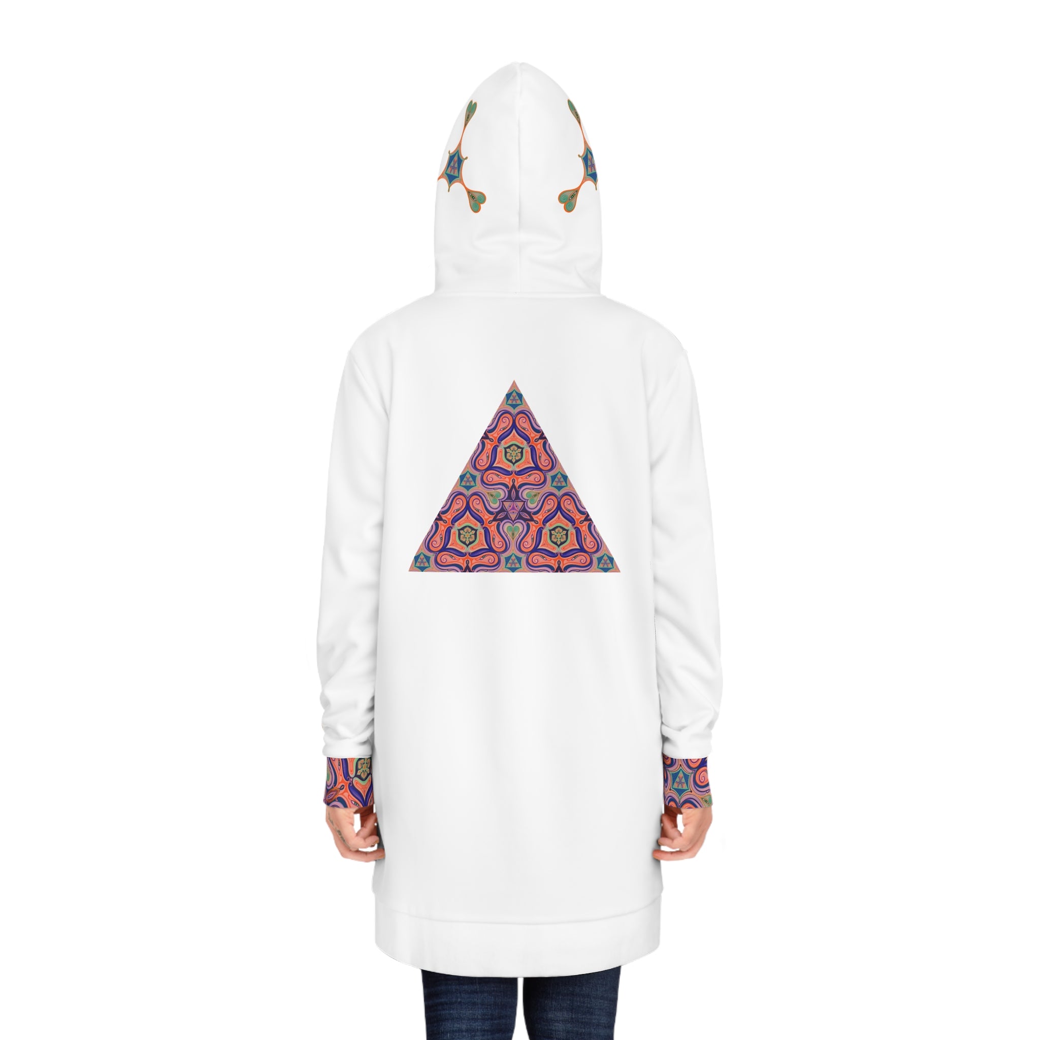 Psychedelic Pattern Hoodie Dress — Retro Geometric All-Over Print #pphd34