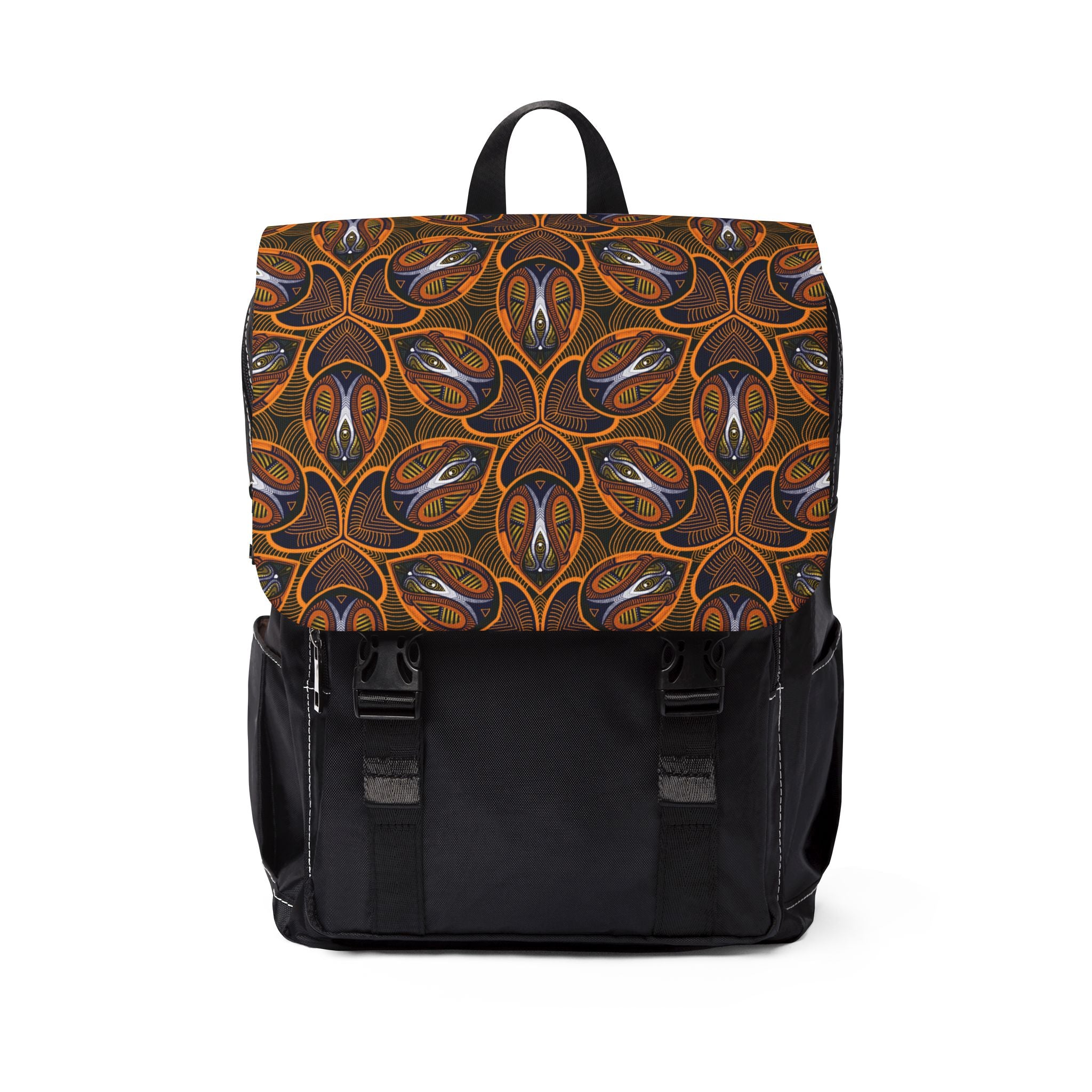 Bohemian Mosaic Canvas Backpack – Earthy Kaleidoscope Pattern#pur865356