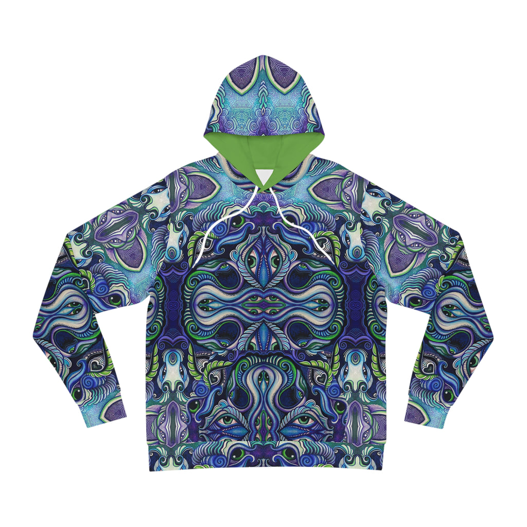 Psychedelic Kaleidoscope Hoodie — Blue Green All-Over Print Fashion Hoodie #g86469