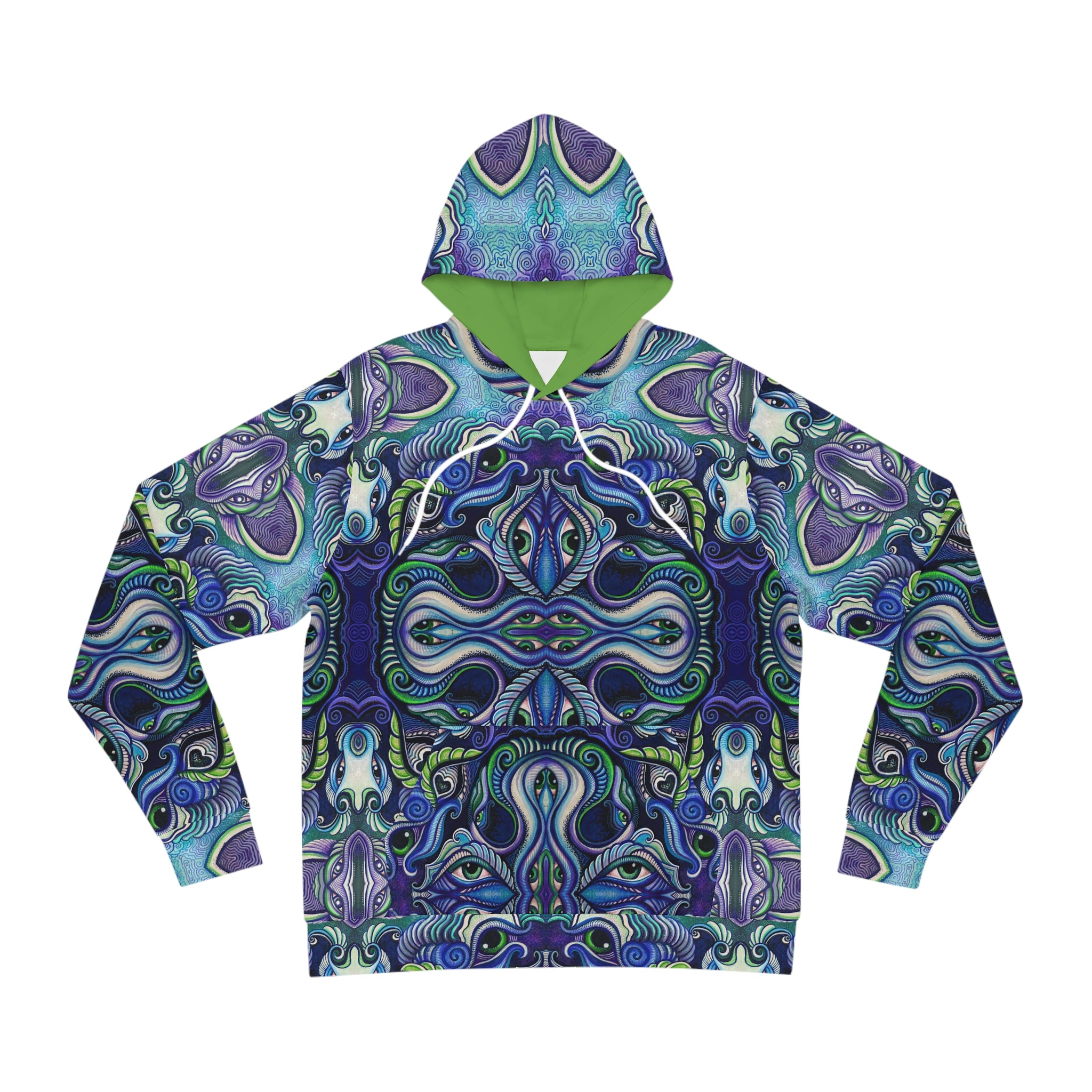 Psychedelic Kaleidoscope Hoodie — Blue Green All-Over Print Fashion Hoodie #g86469