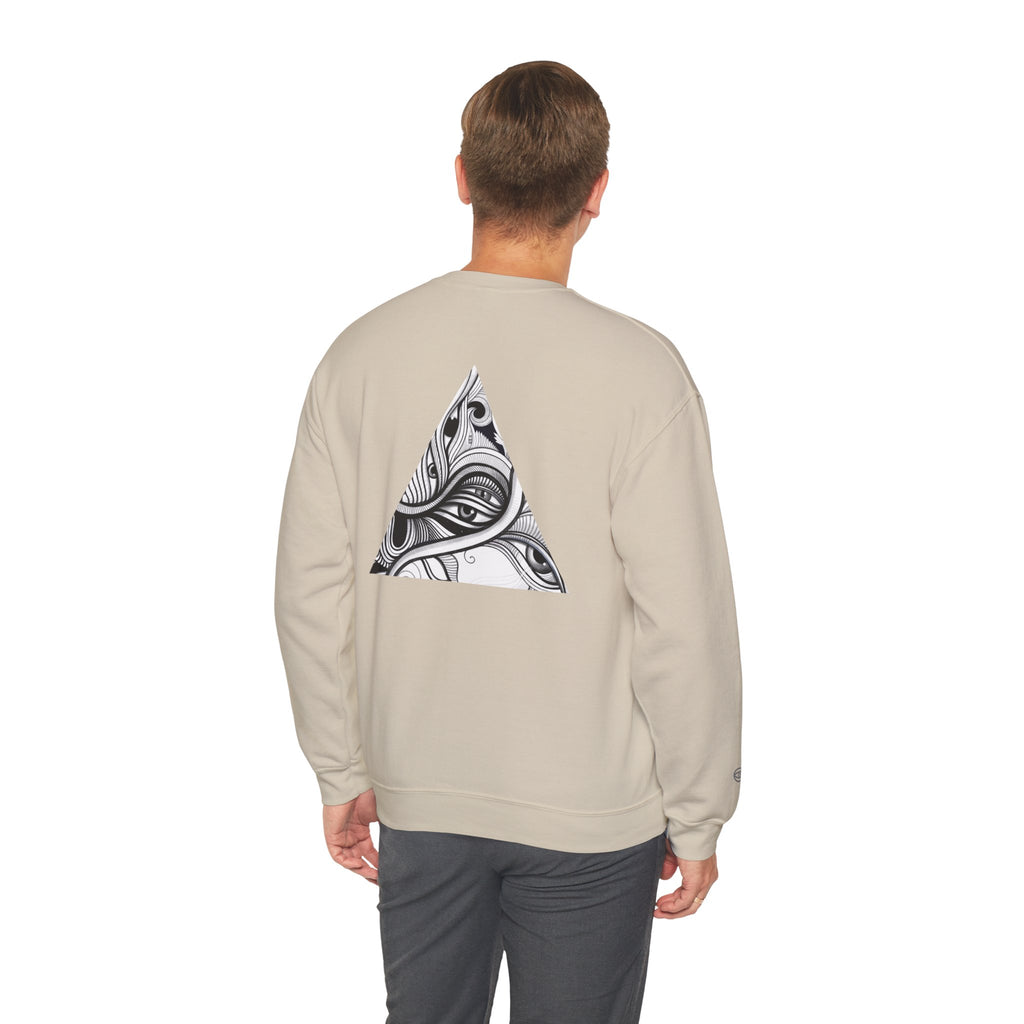 Crewneck Sweatshirt — Black & White Surreal Eye Keyhole Design #h5522168