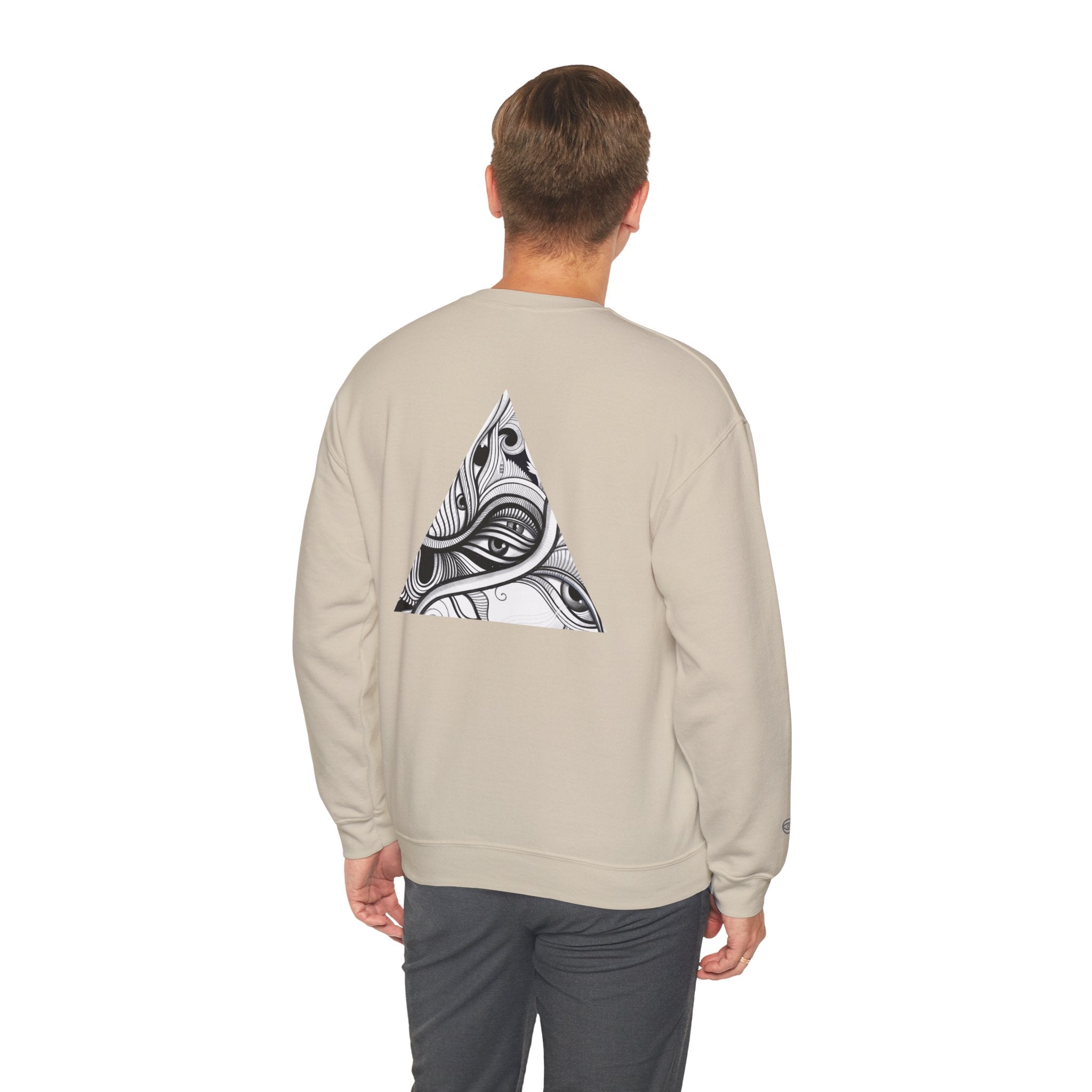 Crewneck Sweatshirt — Black & White Surreal Eye Keyhole Design #h5522168