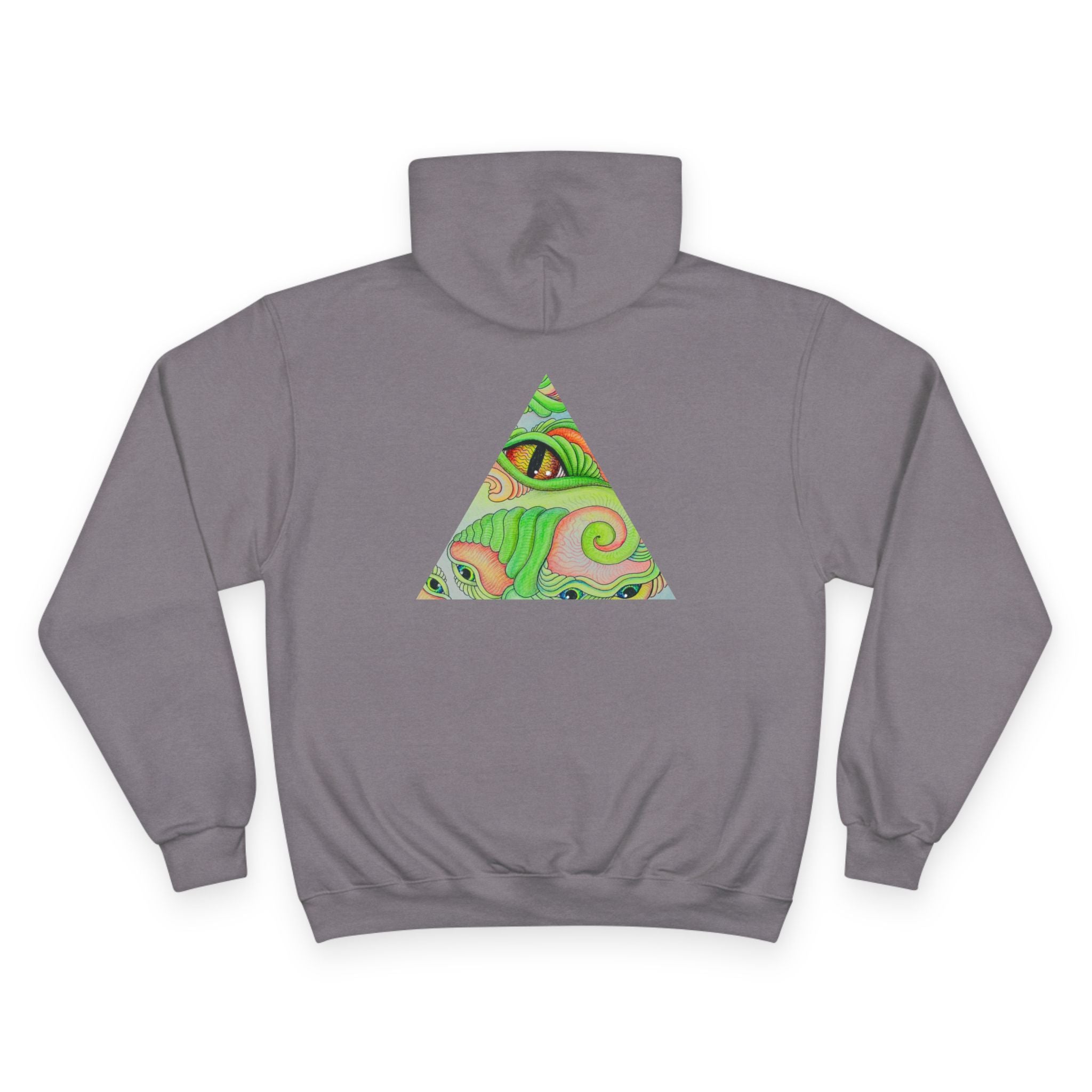 Hoodie — Psychedelic Green Eye Triangle Champion Hoodie #g86478