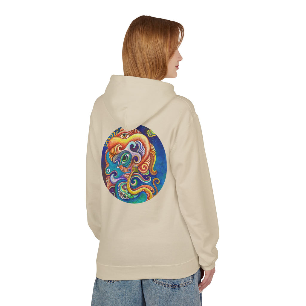 Abstract Psychedelic Face Hoodie | Colorful Surreal Keyhole Art