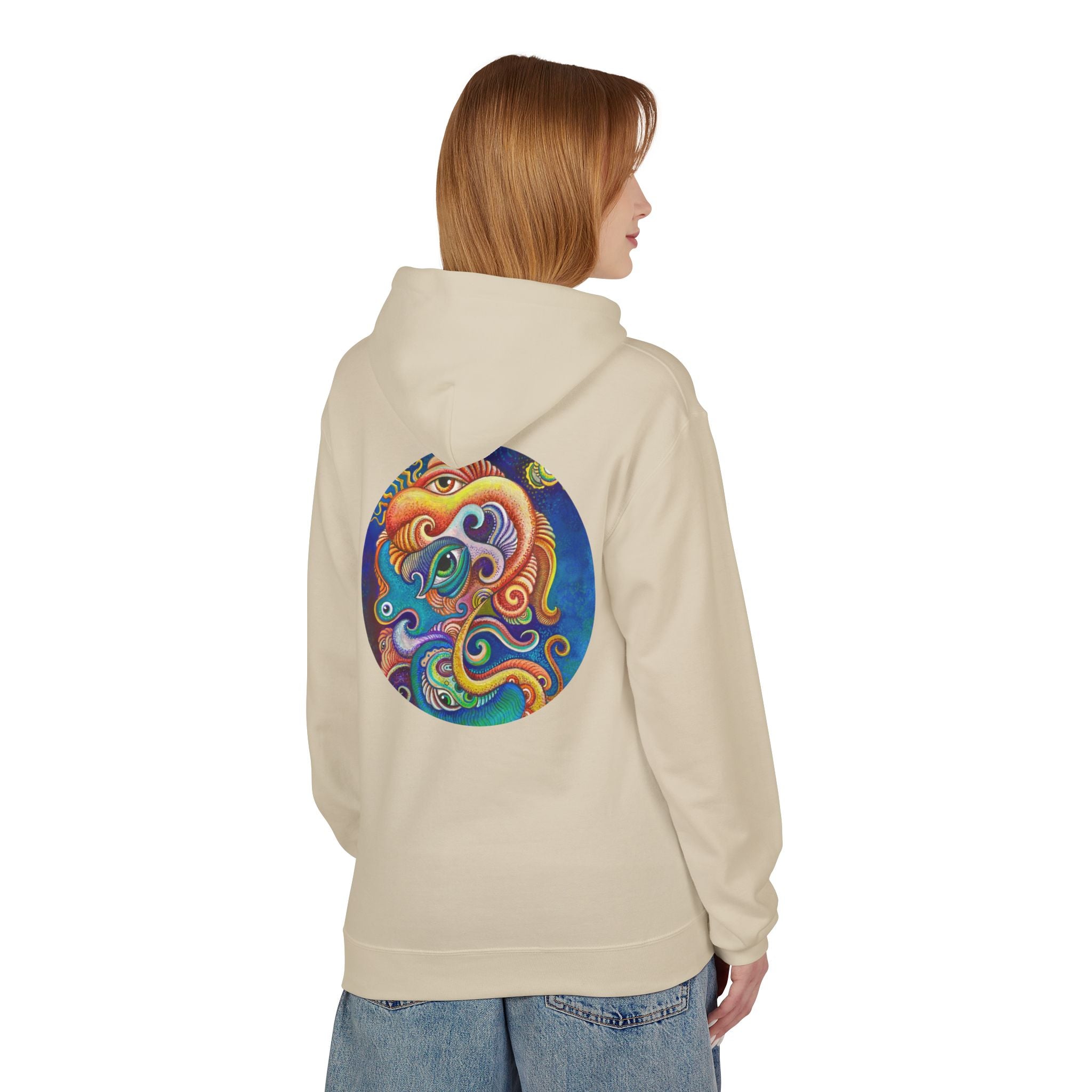 Abstract Psychedelic Face Hoodie | Colorful Surreal Keyhole Art
