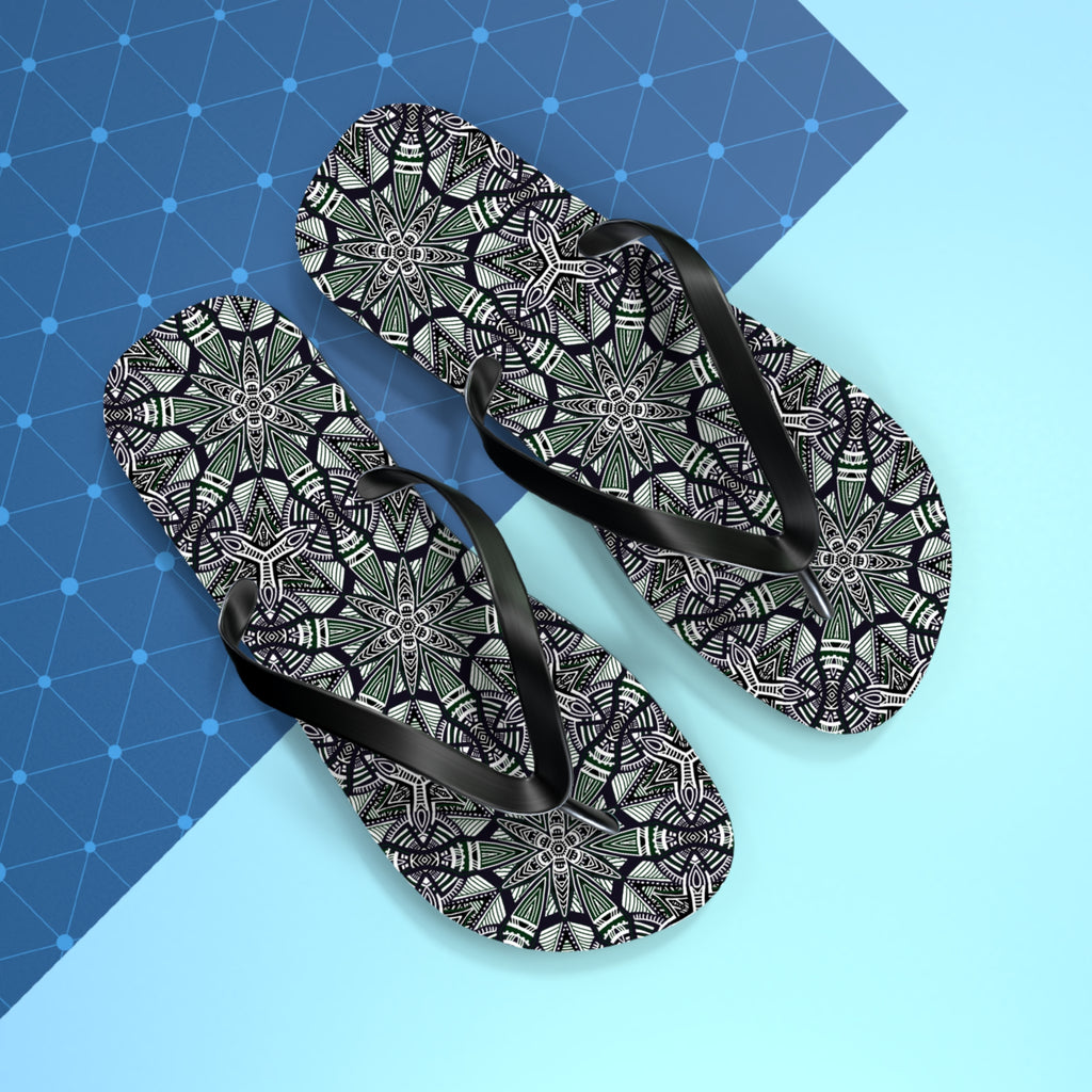 Mandala Kaleidoscope Flip Flops — Patterned Summer Beach Sandals #h976479