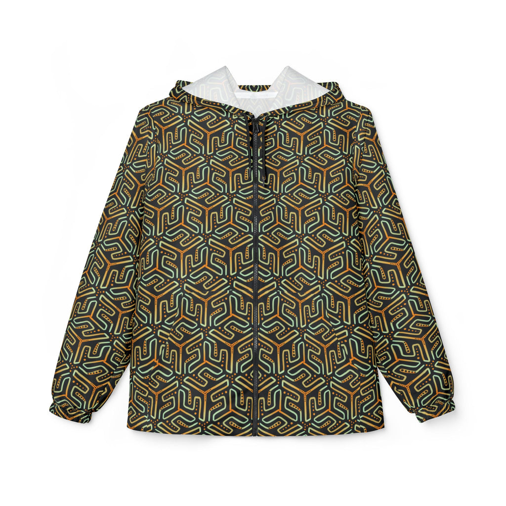 Geometric Maze Print Windbreaker Jacket #wj2