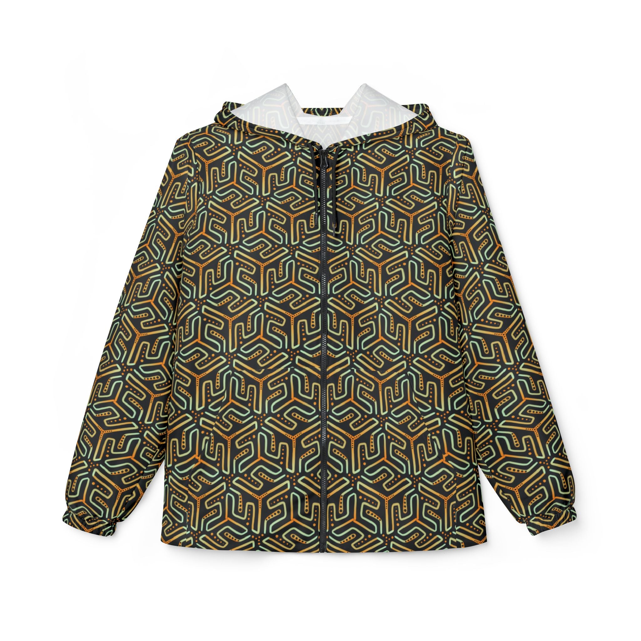 Geometric Maze Print Windbreaker Jacket #wj2