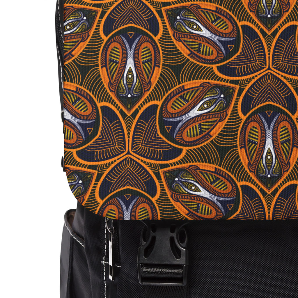 Bohemian Mosaic Canvas Backpack – Earthy Kaleidoscope Pattern#pur865356