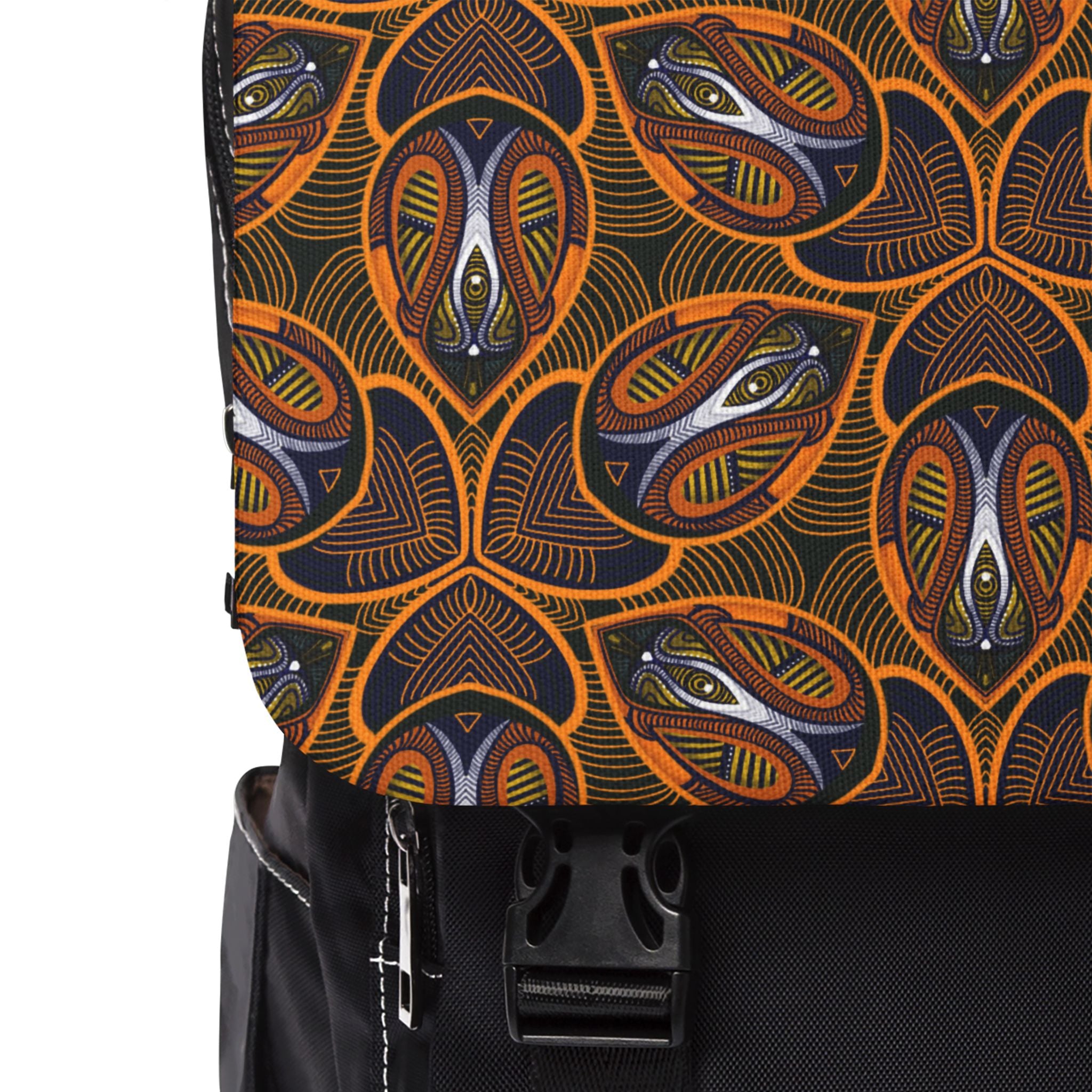Bohemian Mosaic Canvas Backpack – Earthy Kaleidoscope Pattern#pur865356