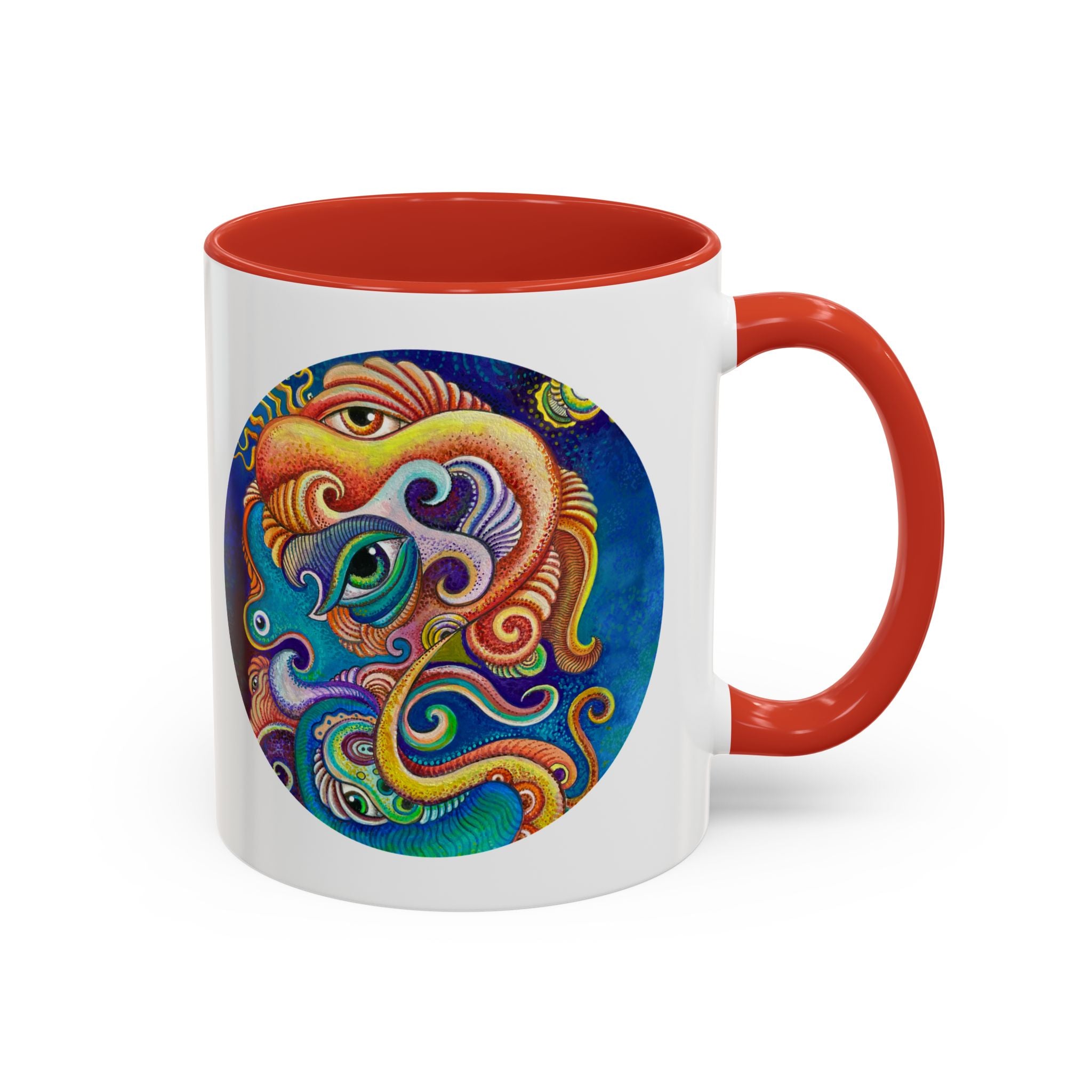 Colorful Abstract Fish Circle Mug | Accent Coffee Mug