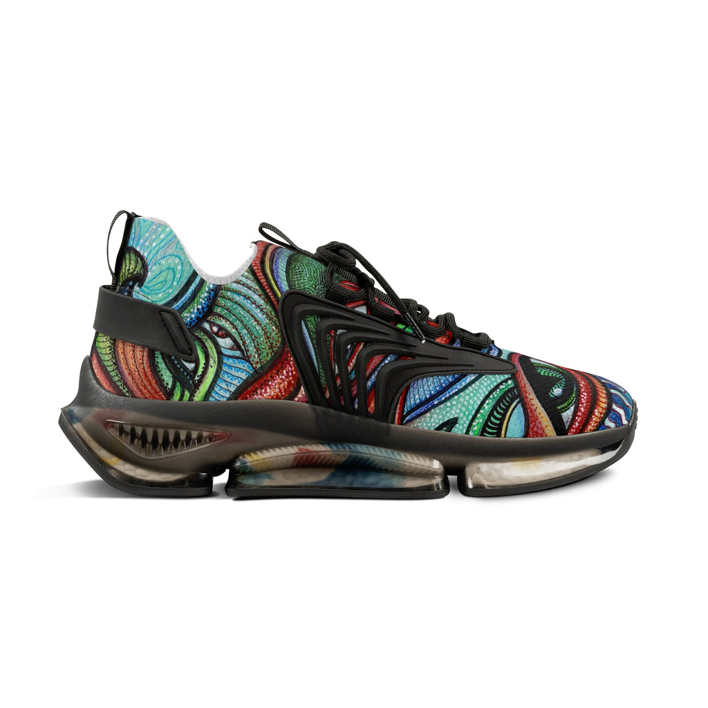 Men's Mesh Sneakers — Vibrant Tribal Print Athletic Shoes