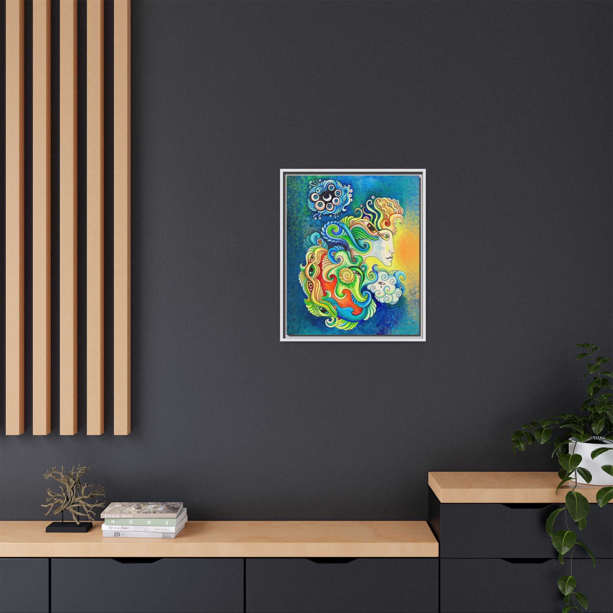 Framed Abstract Mermaid Art Print — Colorful Psychedelic Canvas #iyt88433