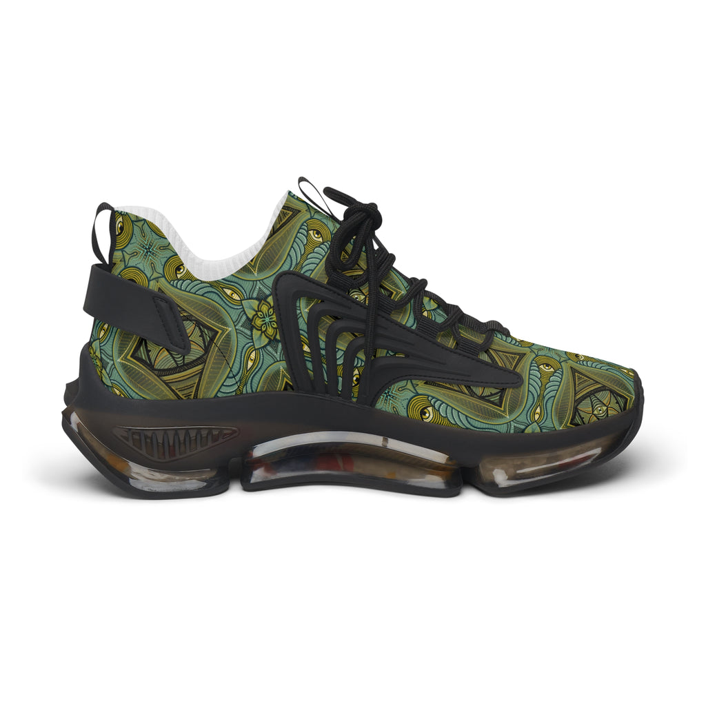 Mesh Sneakers - Green Geometric Tribal Pattern Women's Athletic Shoes #s762457