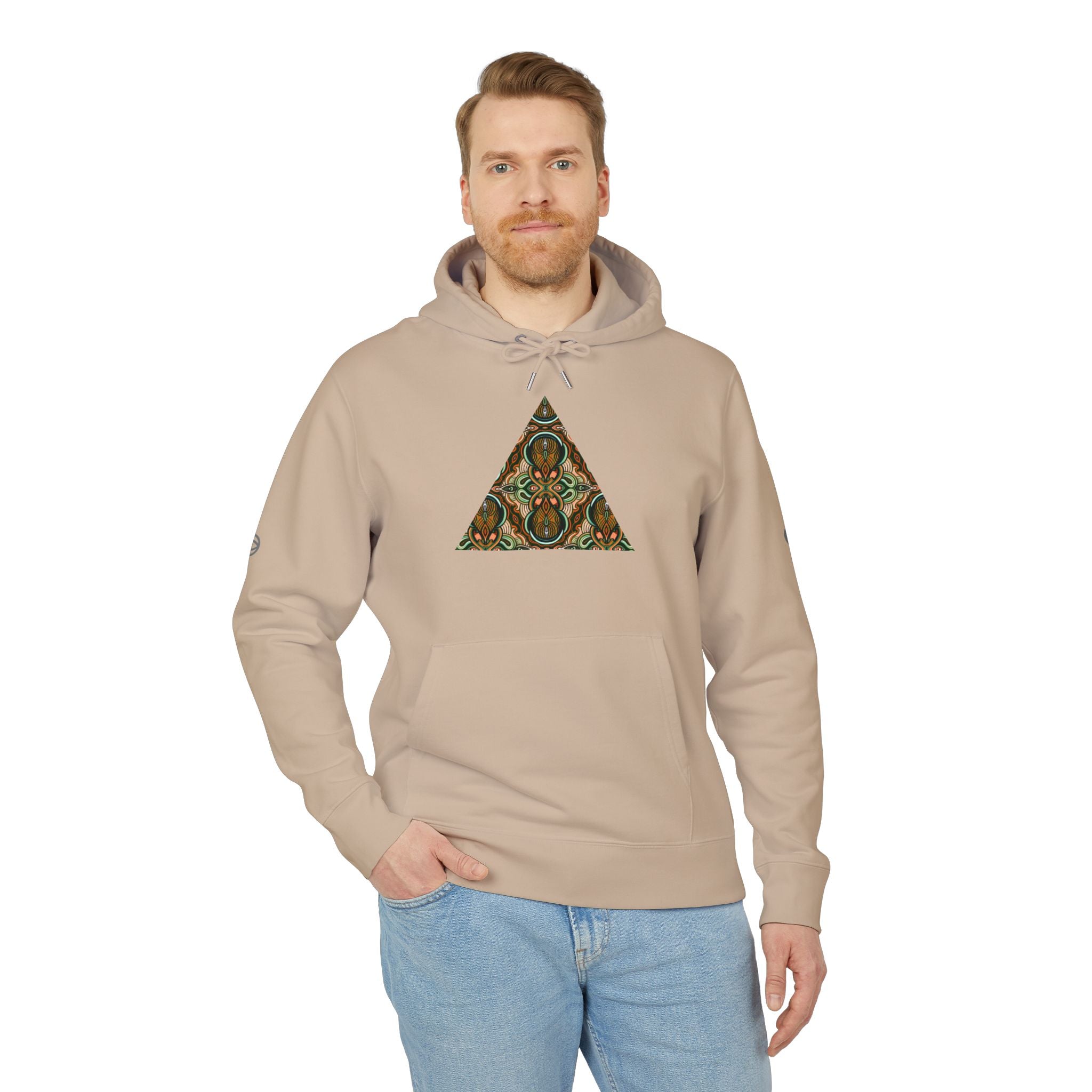 Geometric Tribal Pattern Hoodie — Earth Tone Triangle & Circle Art Sweatshirt #eh2