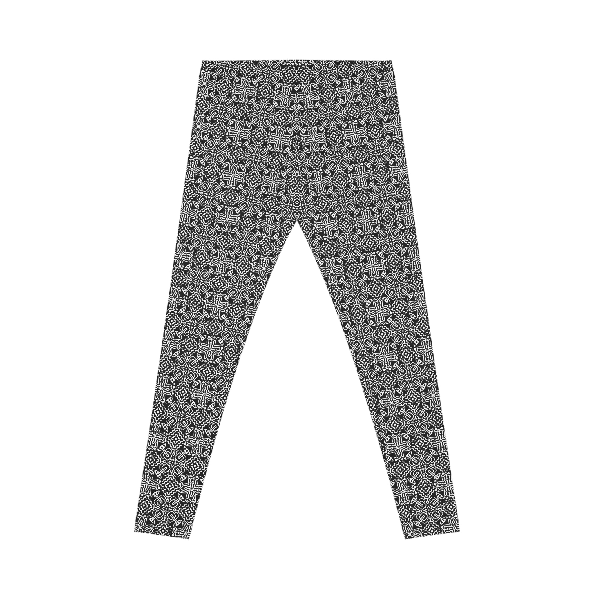 Black & White Geometric Pattern Leggings — Women's All-Over Print Casual Leggings #u6537