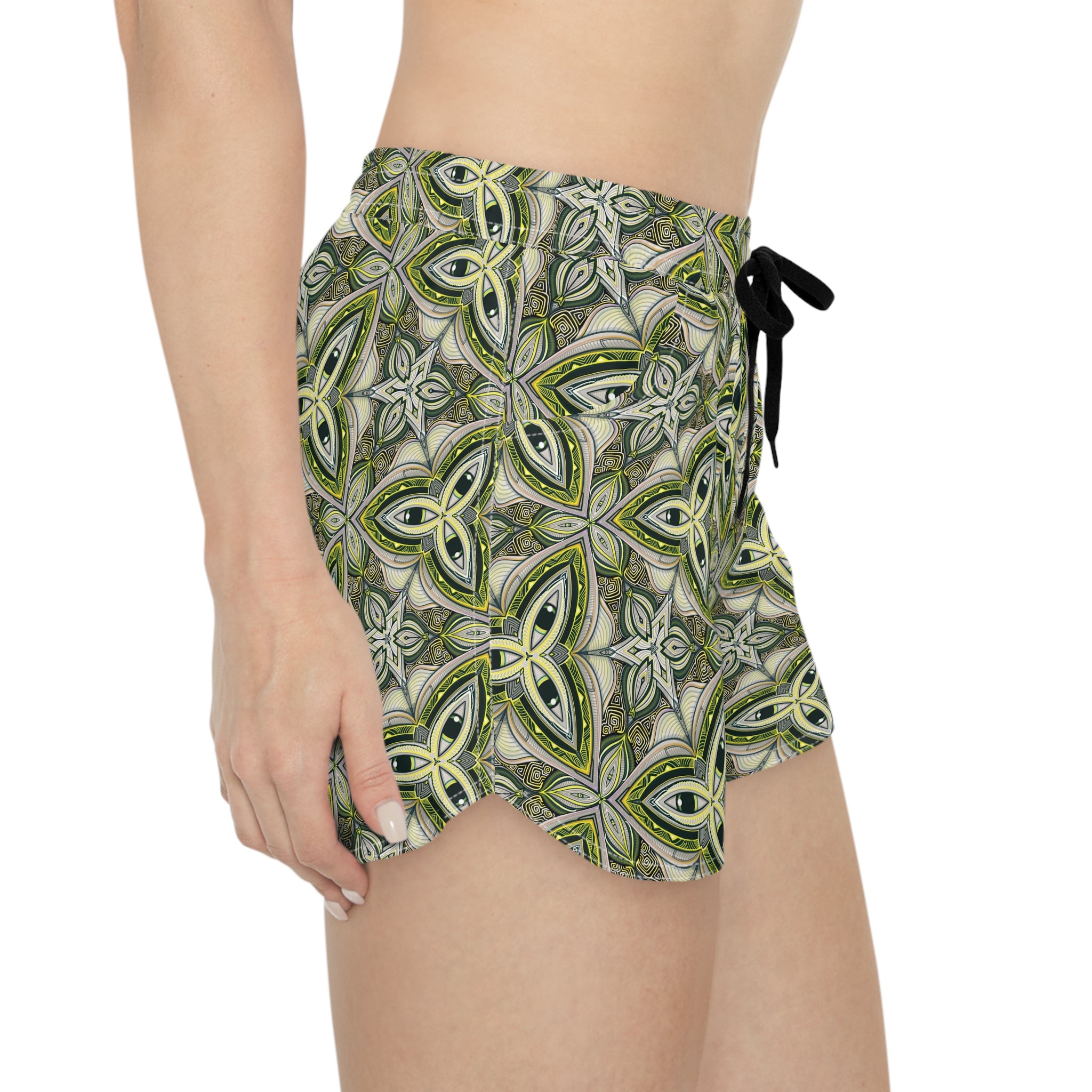 Green Celtic Tile Women's Casual Shorts — Boho Kaleidoscope AOP Lounge Shorts #gda9842